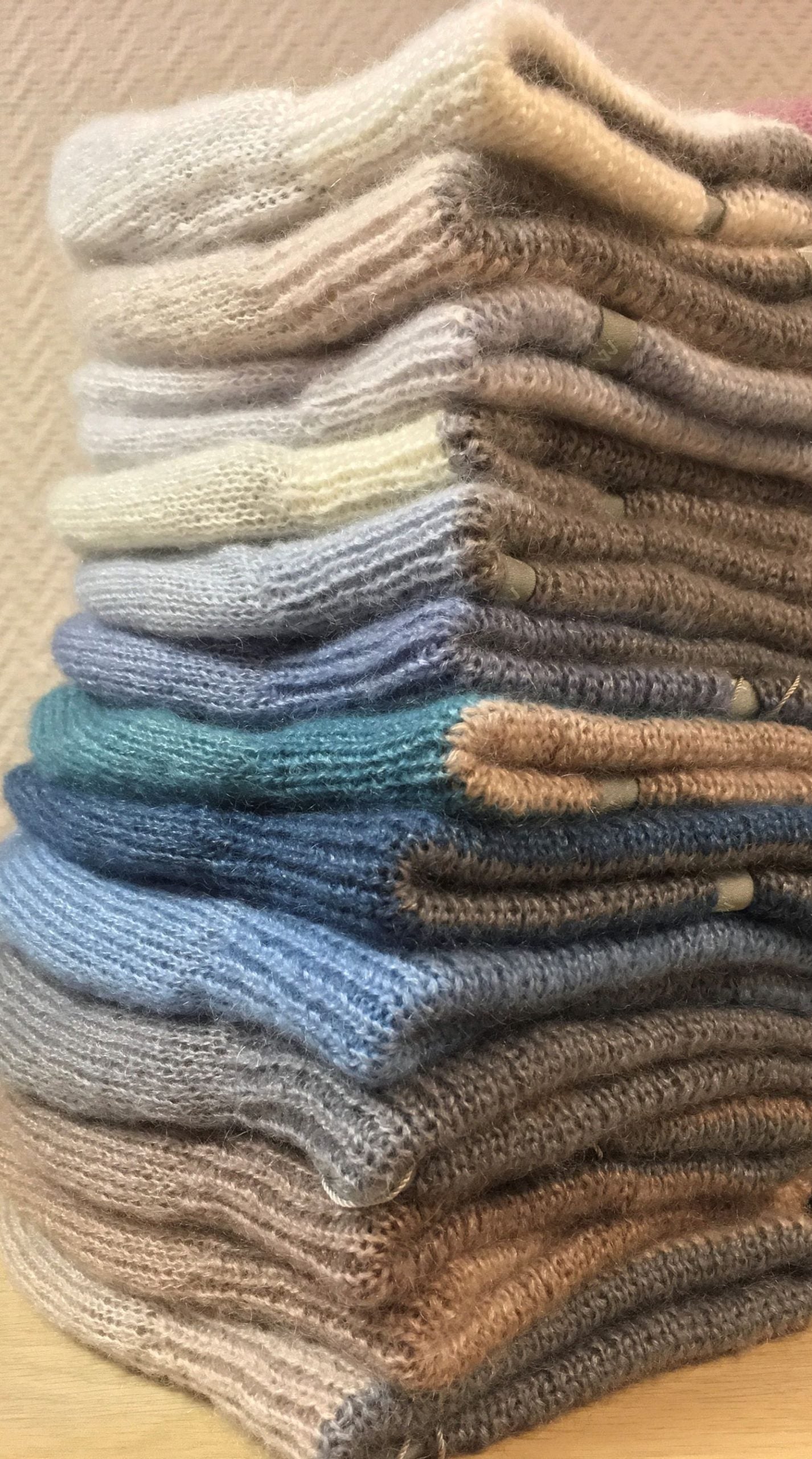 Kid Mohair & Silk Reversible Two Color Beanie with Ribbed Edge