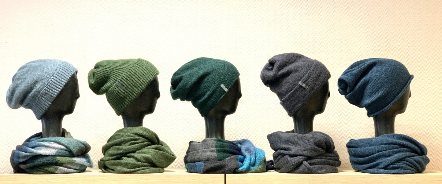 Kid Mohair & Silk Reversible Two Color Beanie