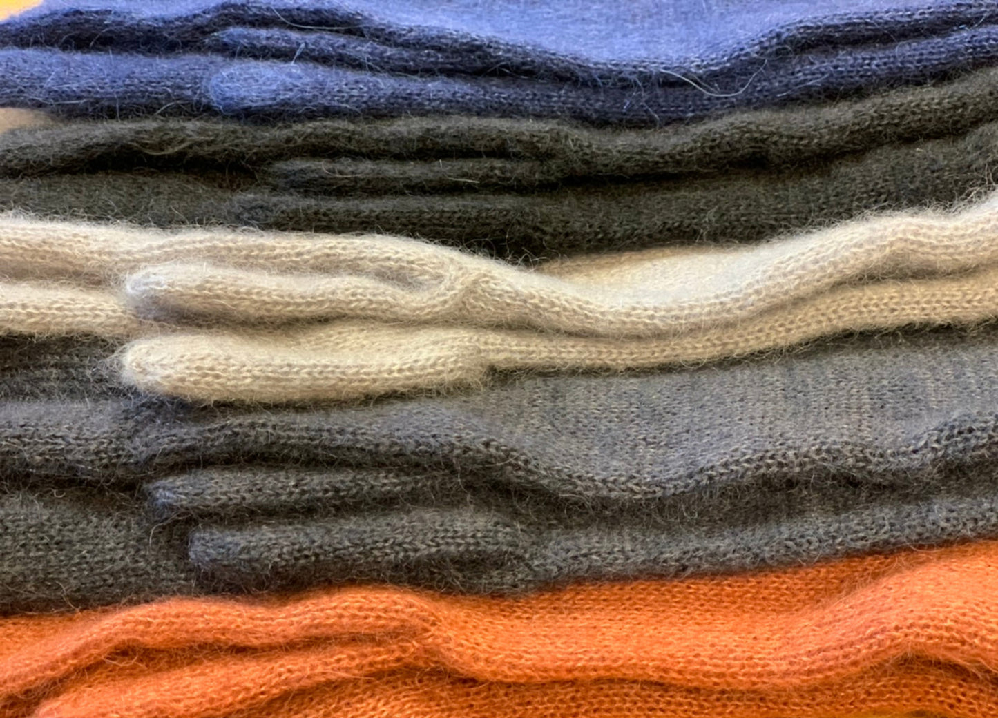 Knitted mohair long gloves in multiple shades