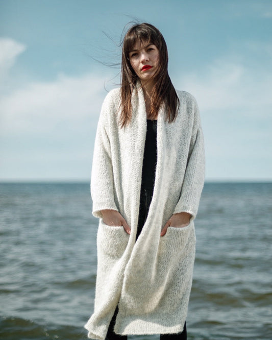 Alpaca and merino wool long cardigan with a relaxed silhouette