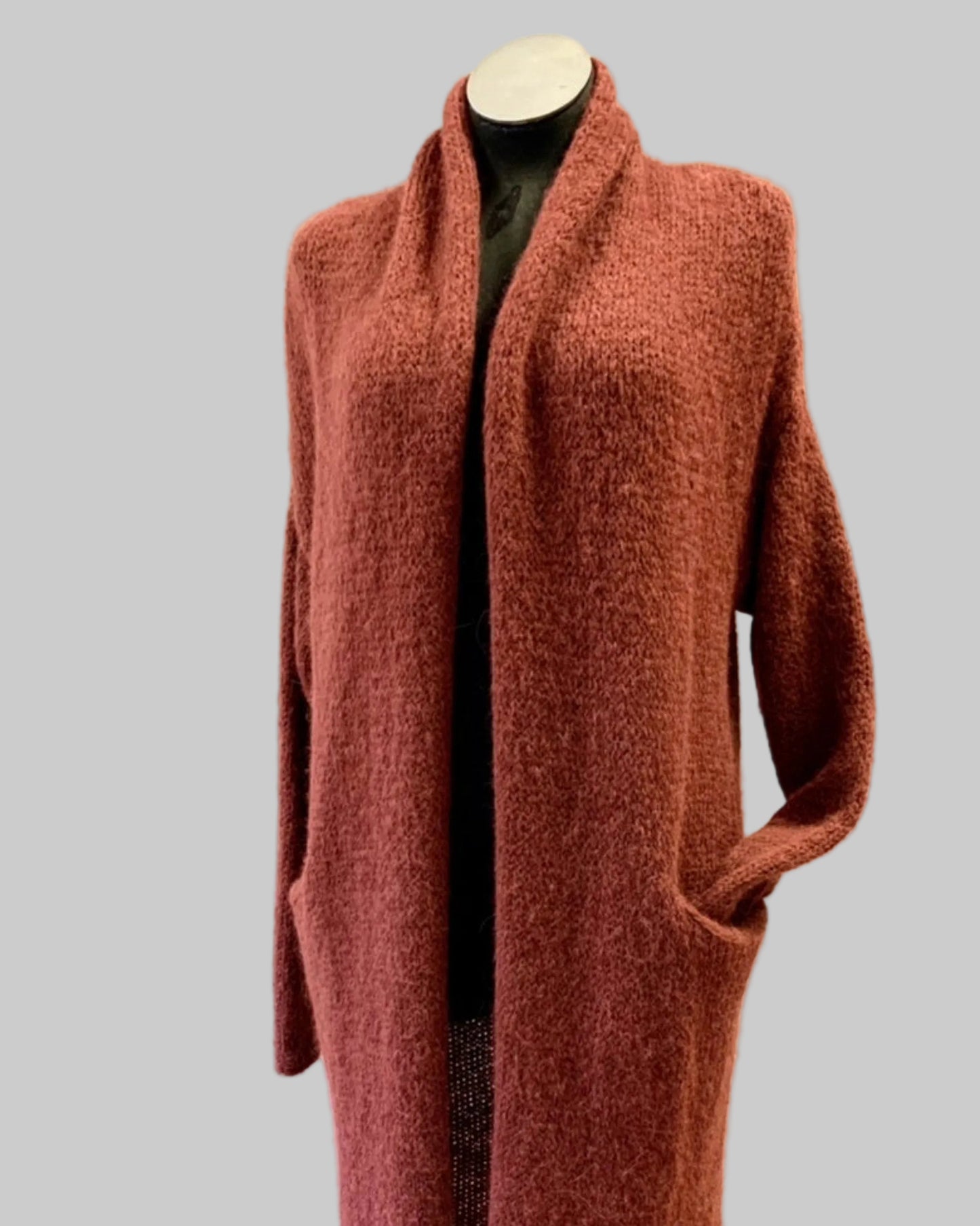 Alpaca & Merino Wool Long Cardigan with Pockets