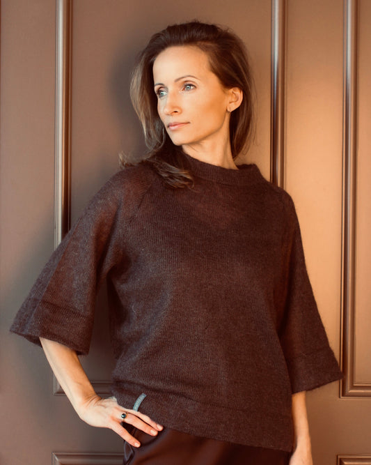 Breathable kid mohair & silk sweater with relaxed fit