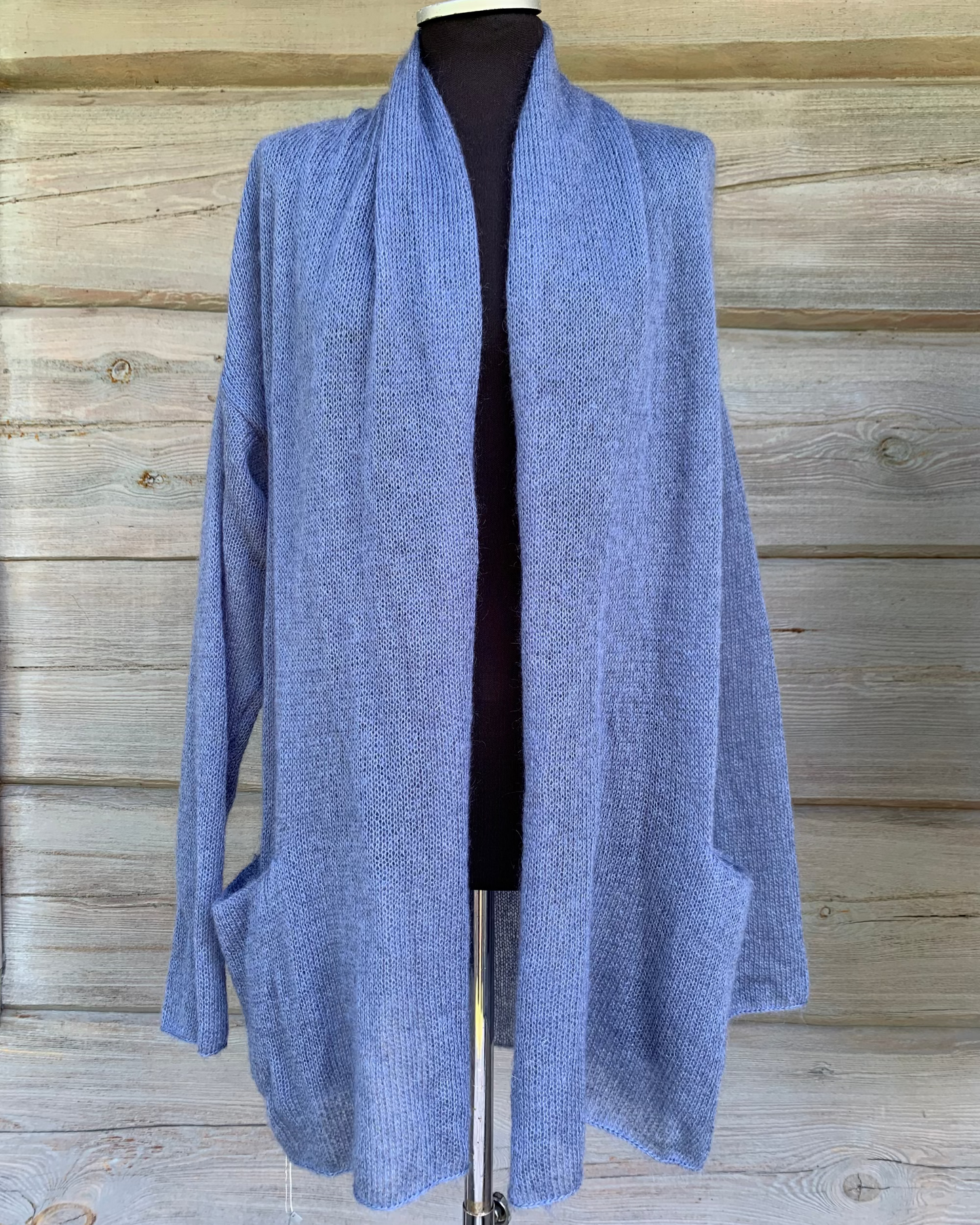 Kid Mohair & Silk Long Cardigan with Pockets