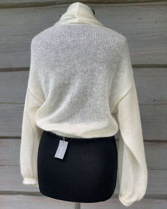 Kid Mohair & Silk Cropped Wrap Cardigan with Full Sleeves