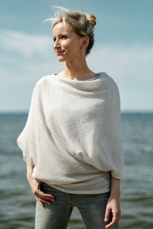 Soft reversible knitwear in kid mohair & silk