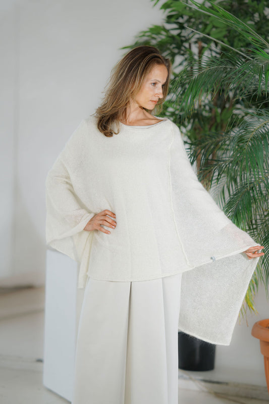 Handcrafted soft mohair poncho