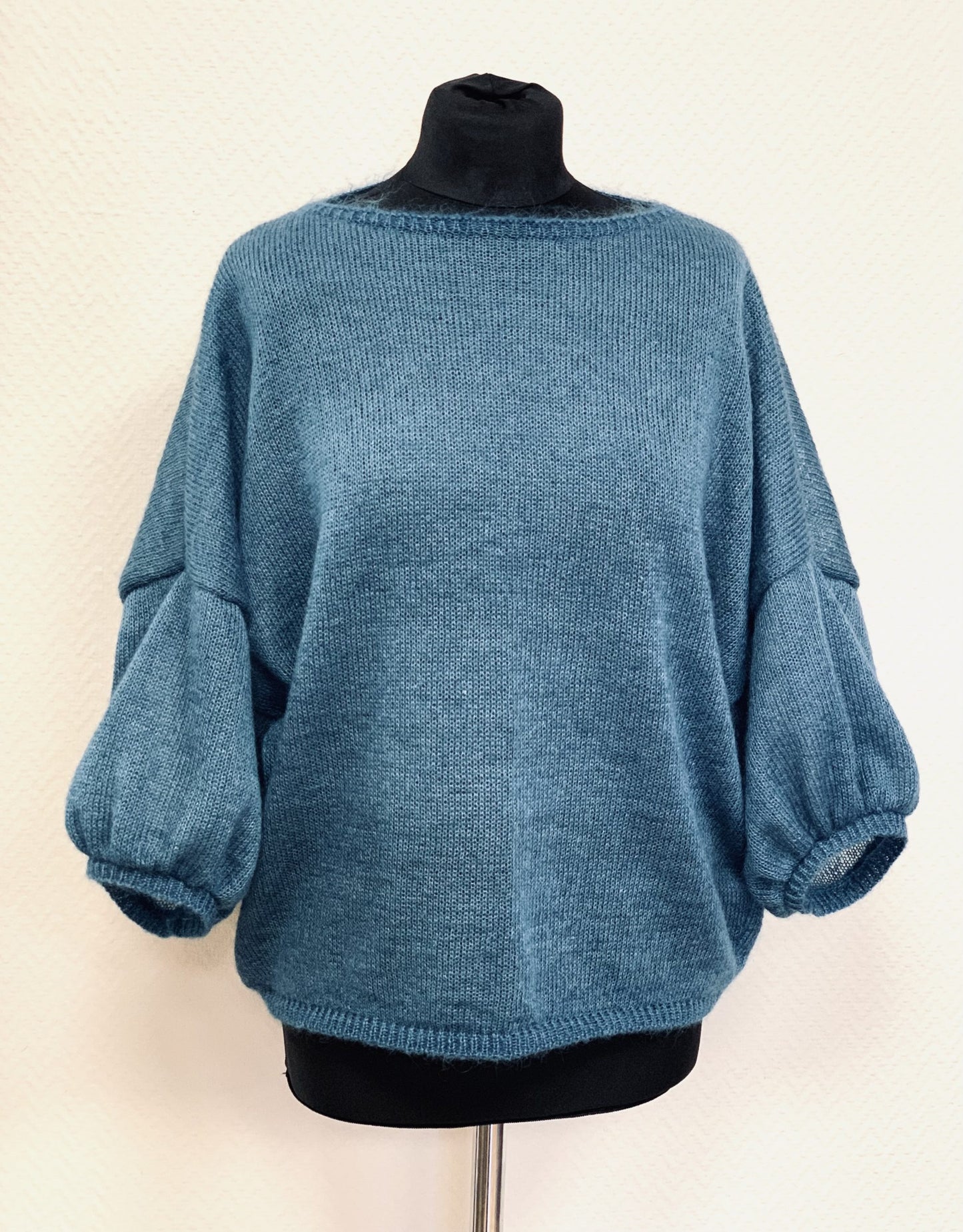 Kid Mohair & Silk Sweater with Short Balloon Sleeves