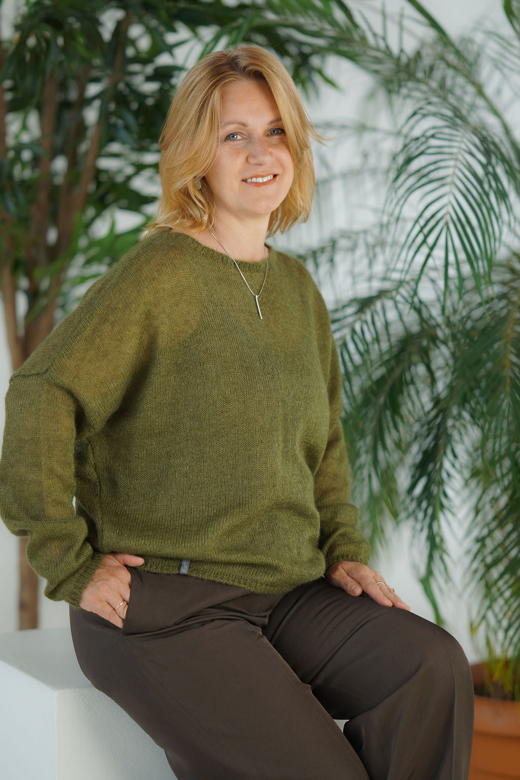 Green classic mohair sweater