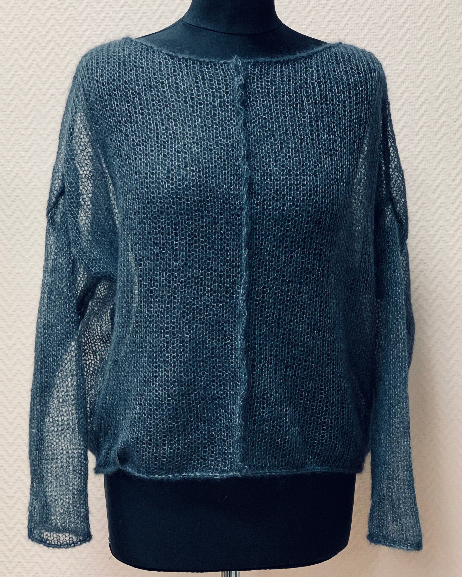 Blue knitted mohair slim-fit sweater