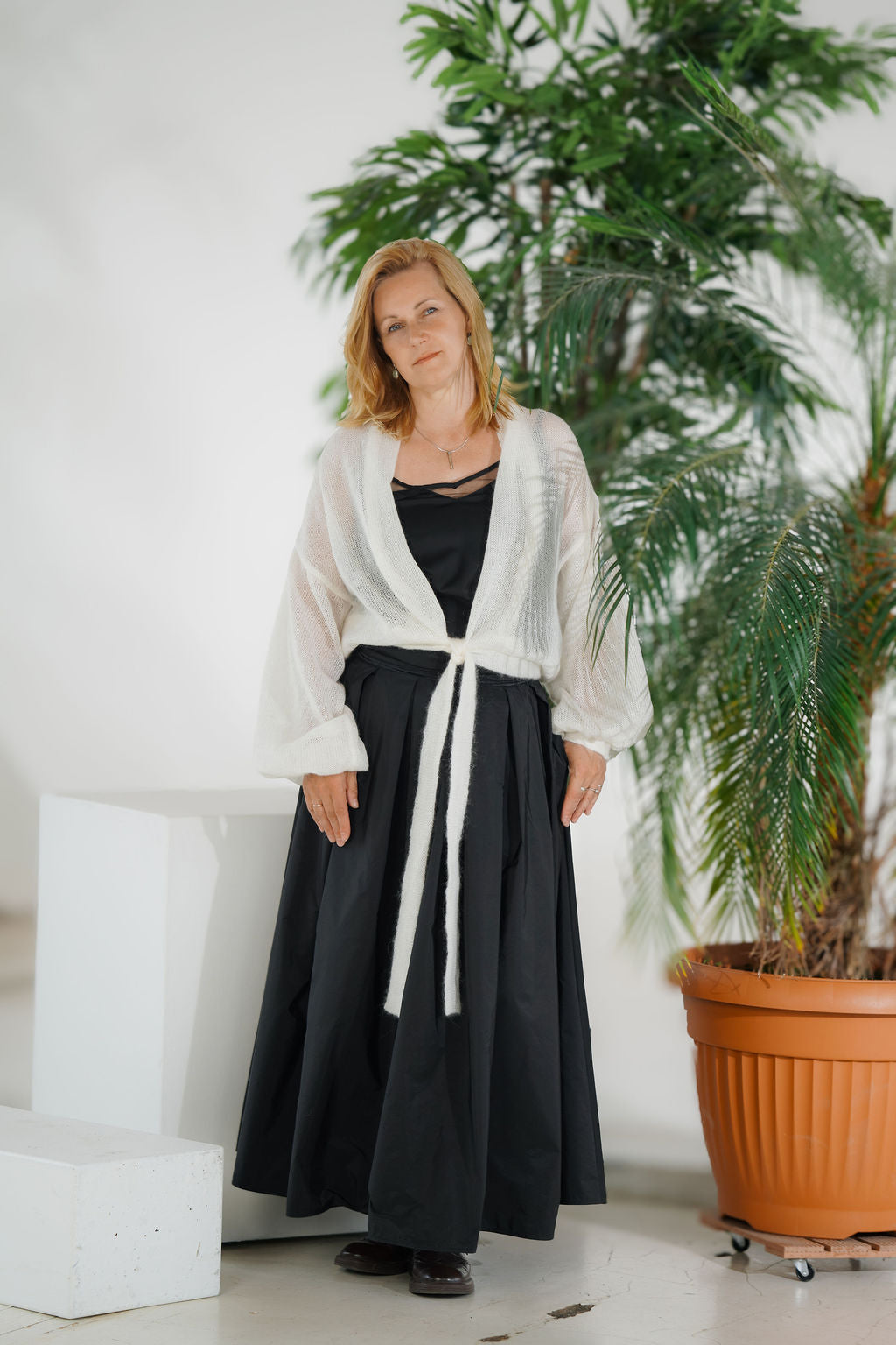 Lightweight kid mohair cardigan for women