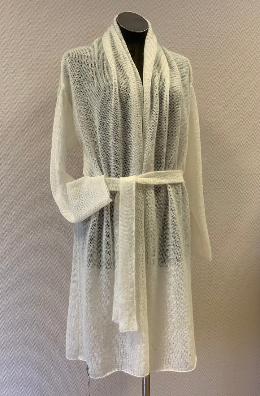 Kid Mohair & Silk Long Cardigan with Belt