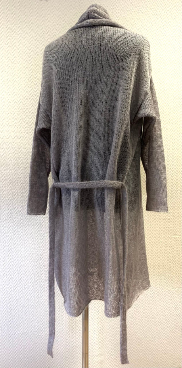 Kid Mohair & Silk Long Cardigan with Belt