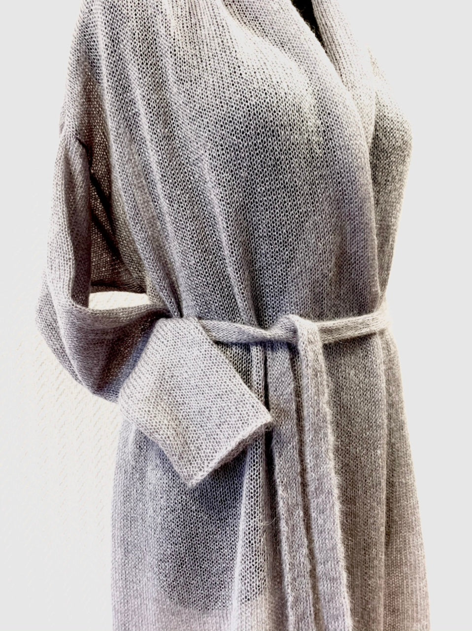 Kid Mohair & Silk Long Cardigan with Belt