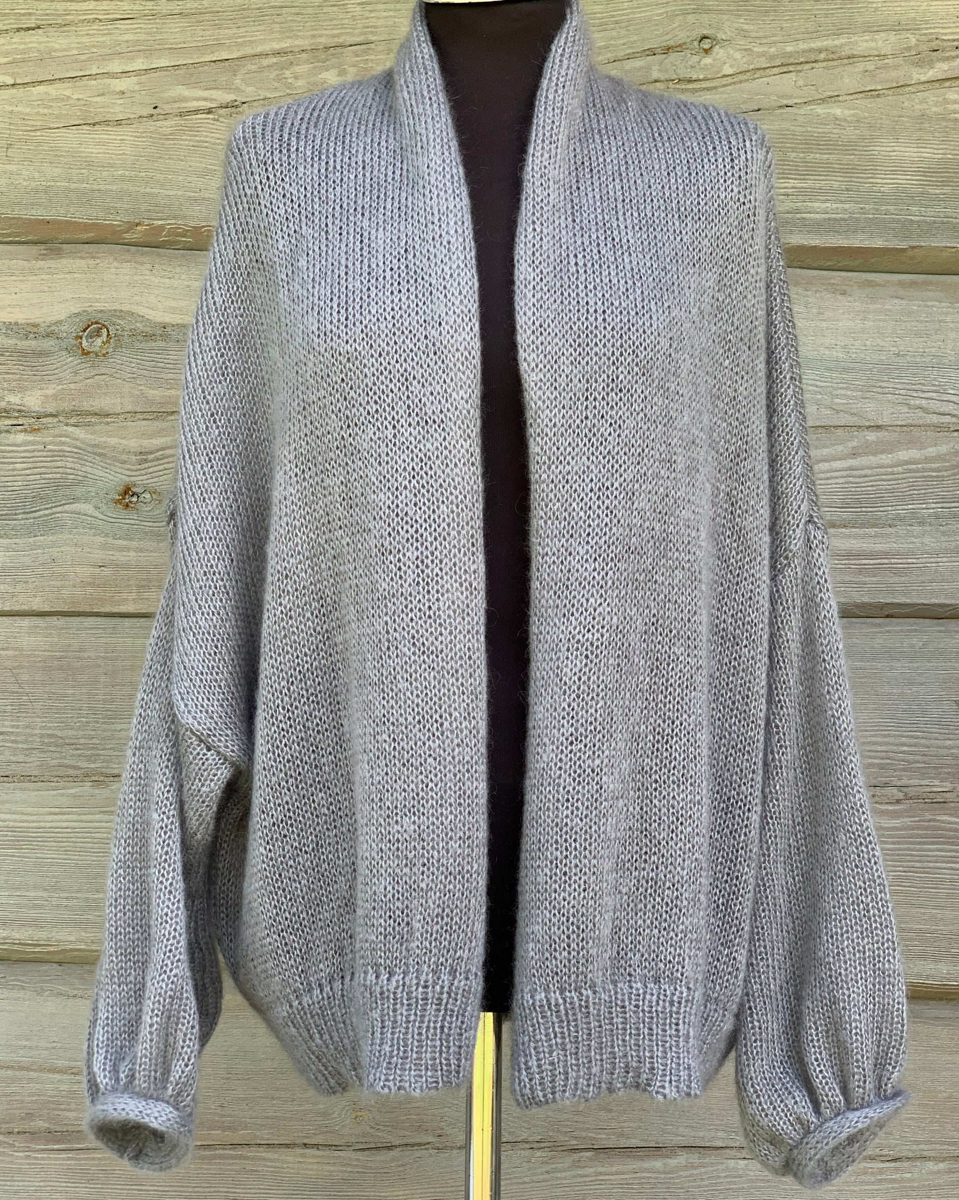 Knitted mohair cardigan with a decorative back seam