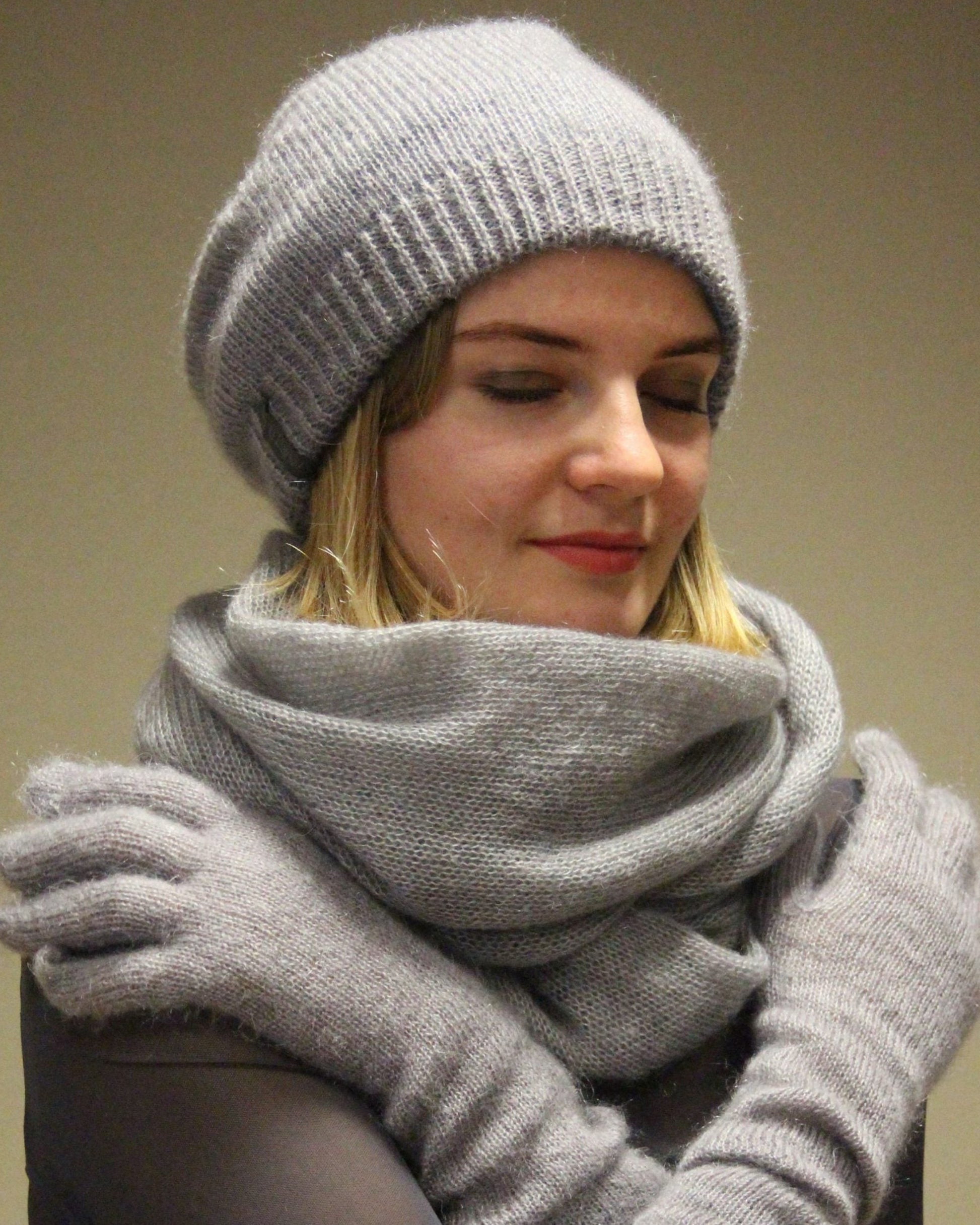Handmade kid mohair & silk tunnel scarf