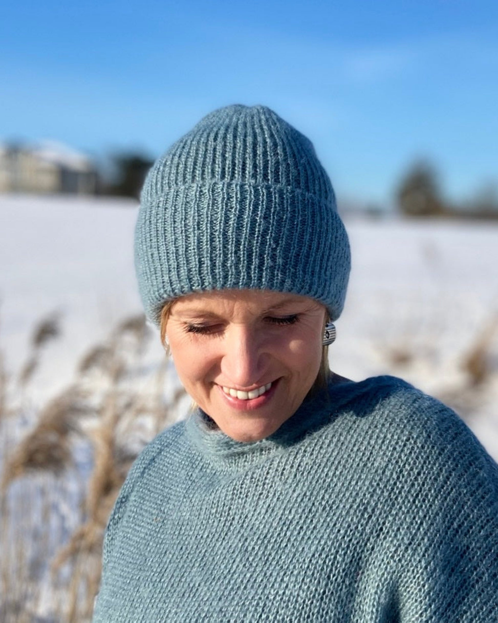 Handmade kid mohair & silk ribbed beanie