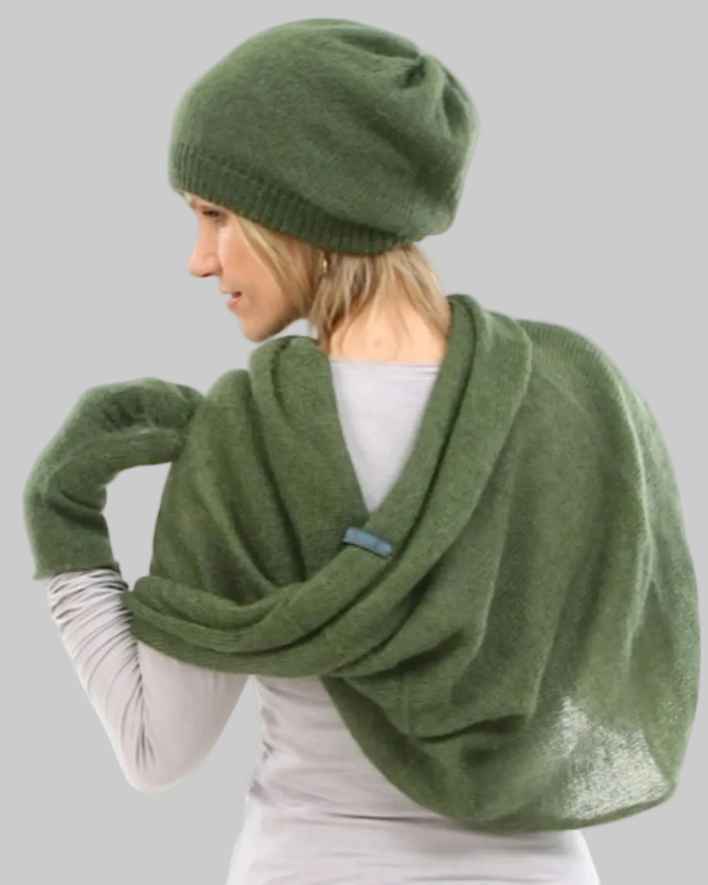 Kid Mohair & Silk Reversible Two Color Beanie with Ribbed Edge