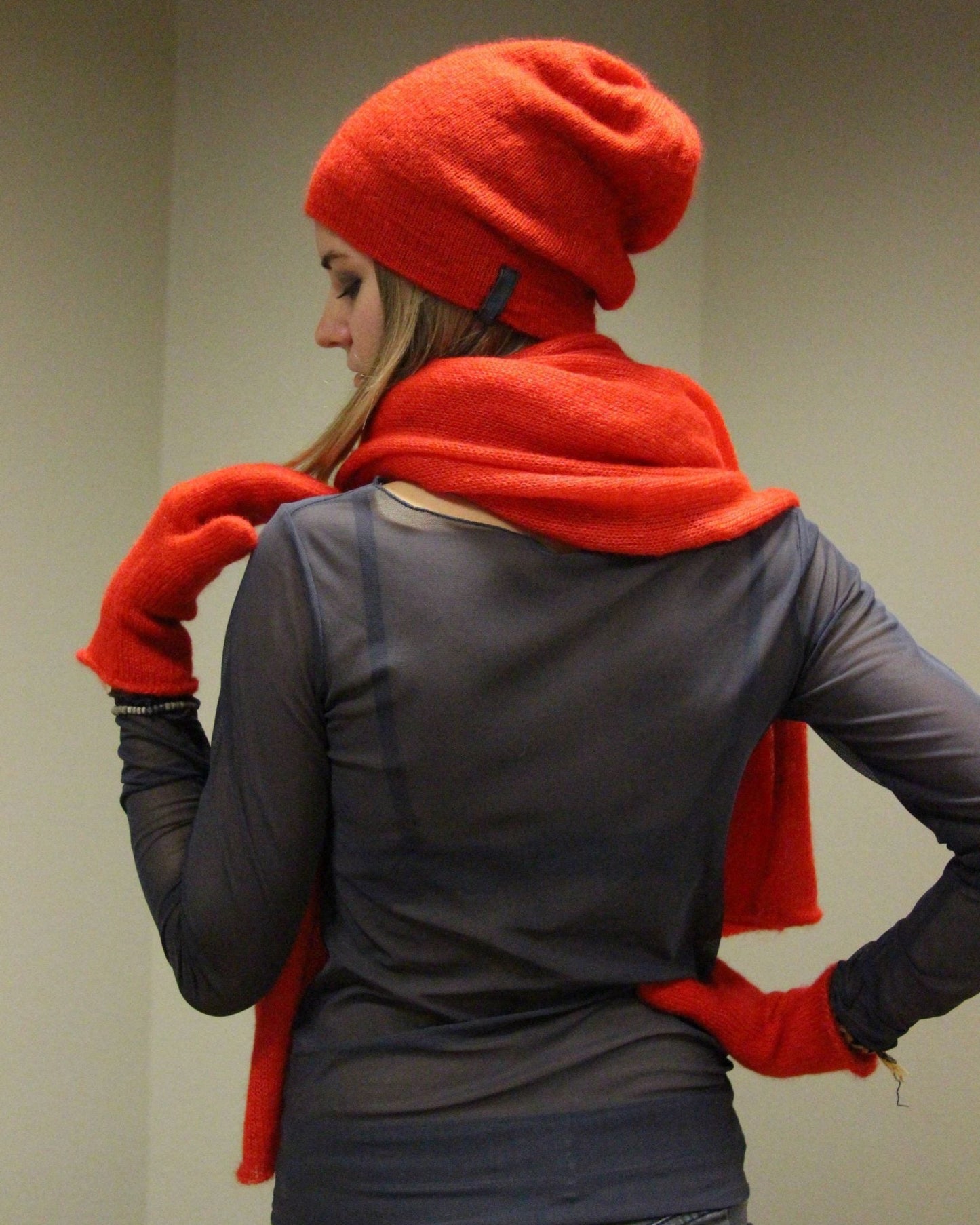 Kid Mohair & Silk Reversible Two Color Beanie