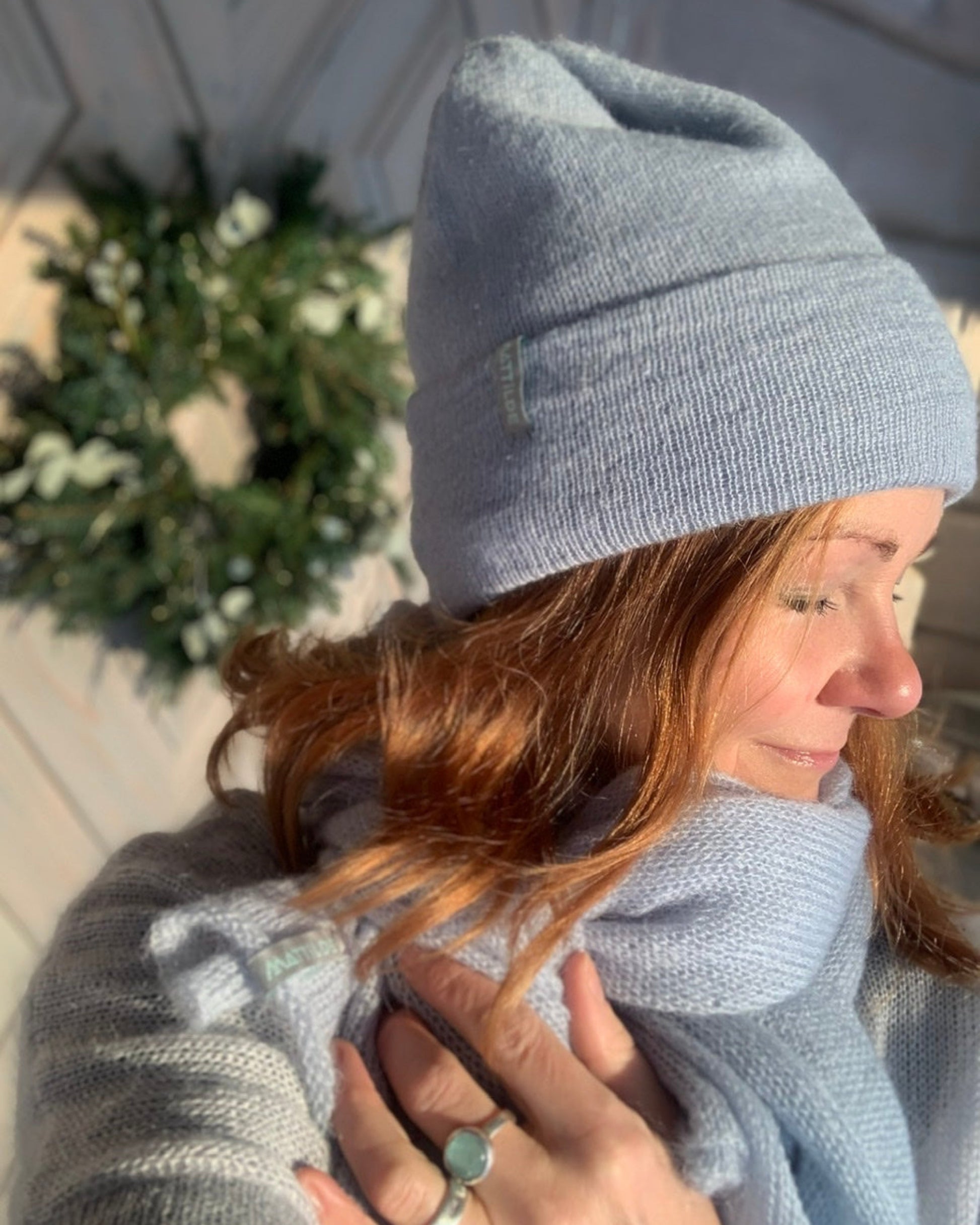 Handmade kid mohair & ribbed beanie with cuff