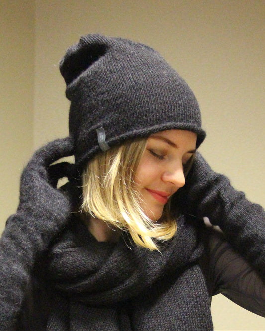 Handmade double strand kid mohair & silk beanie