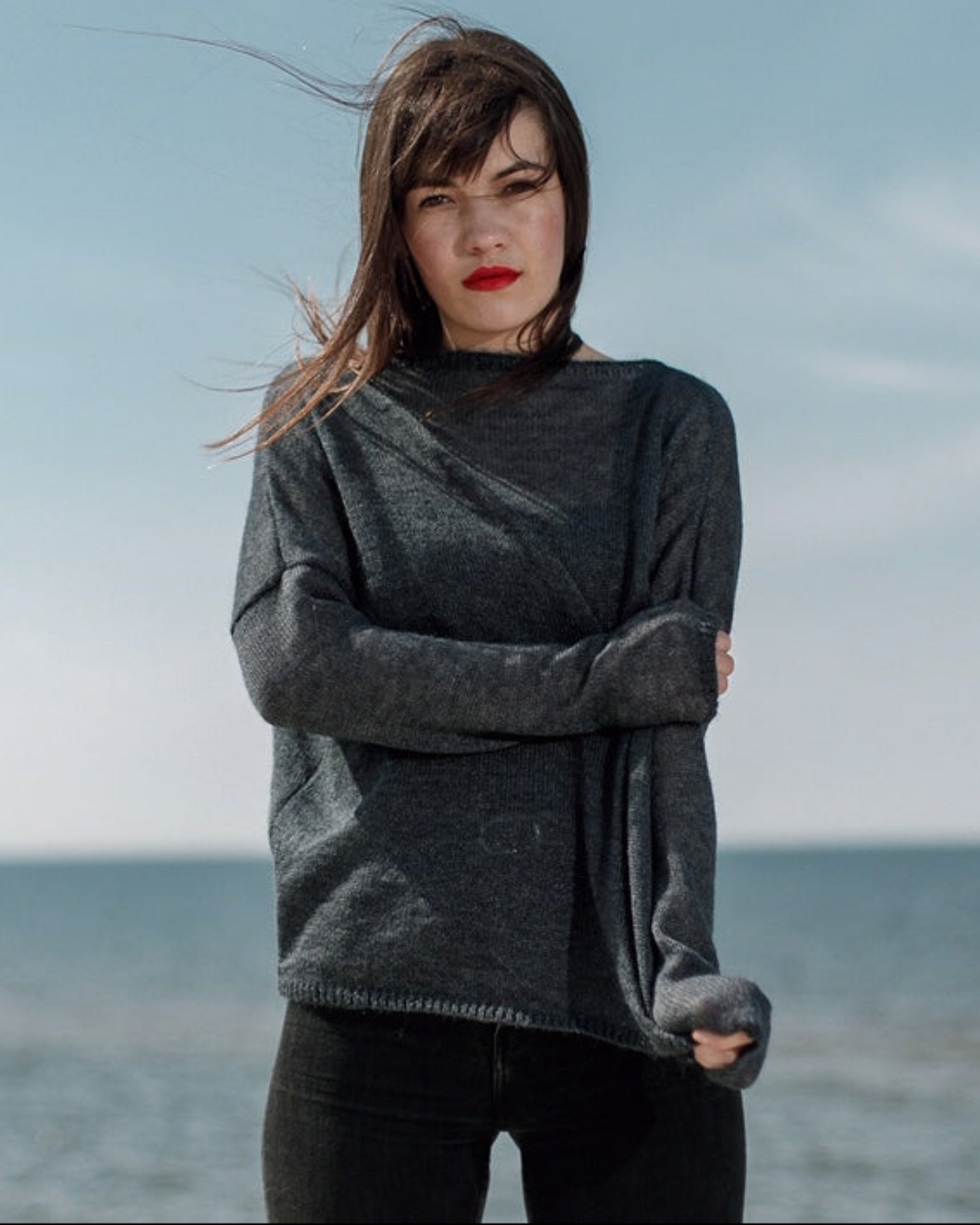 Handmade kid mohair & silk classic sweater