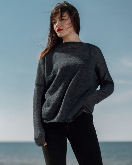 Premium handmade classic sweater in kid mohair & silk