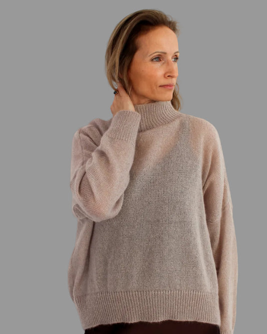 Handmade kid mohair & silk turtleneck sweater