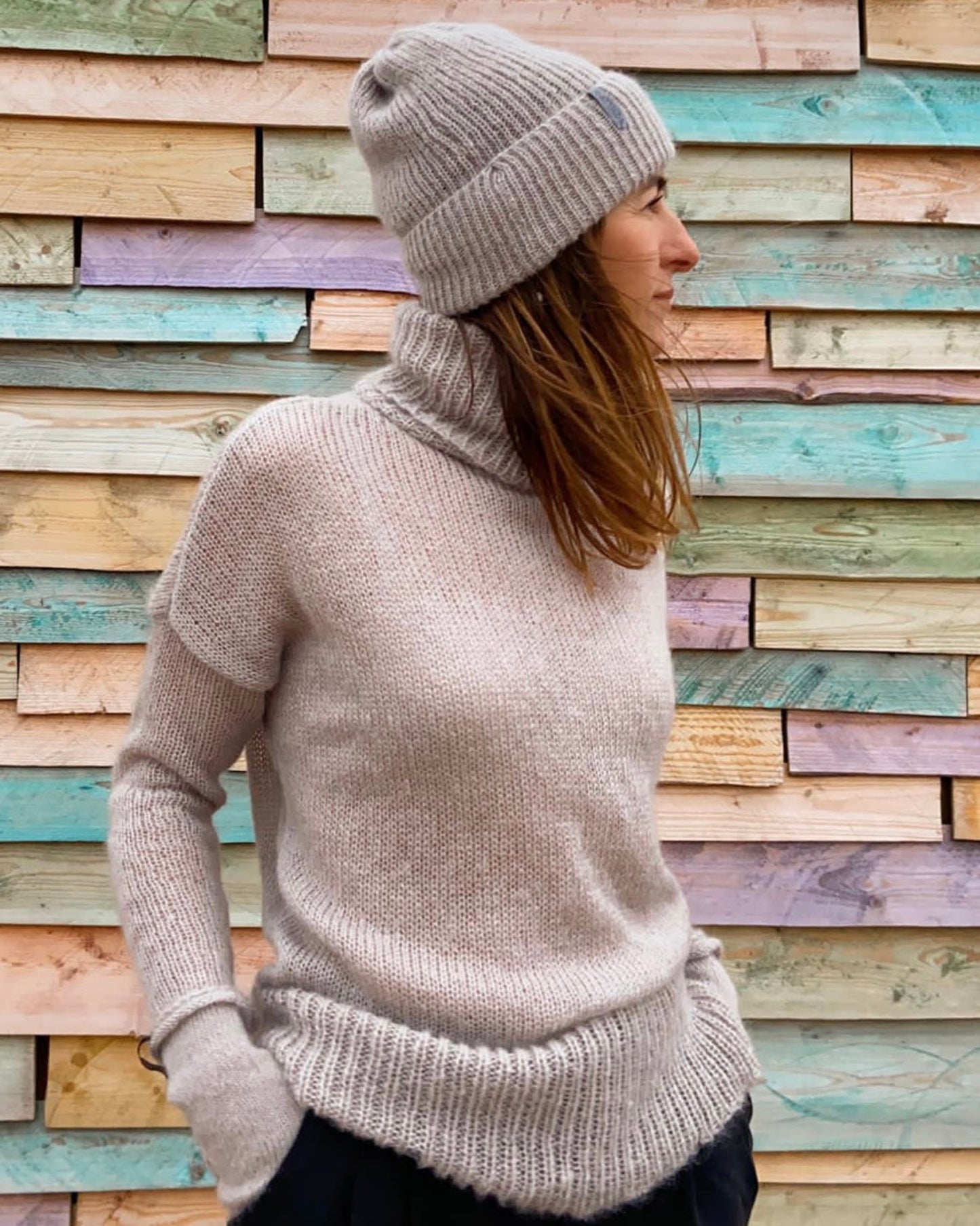 Kid Mohair & Silk Thick Turtleneck Sweater with Ribbed Edge