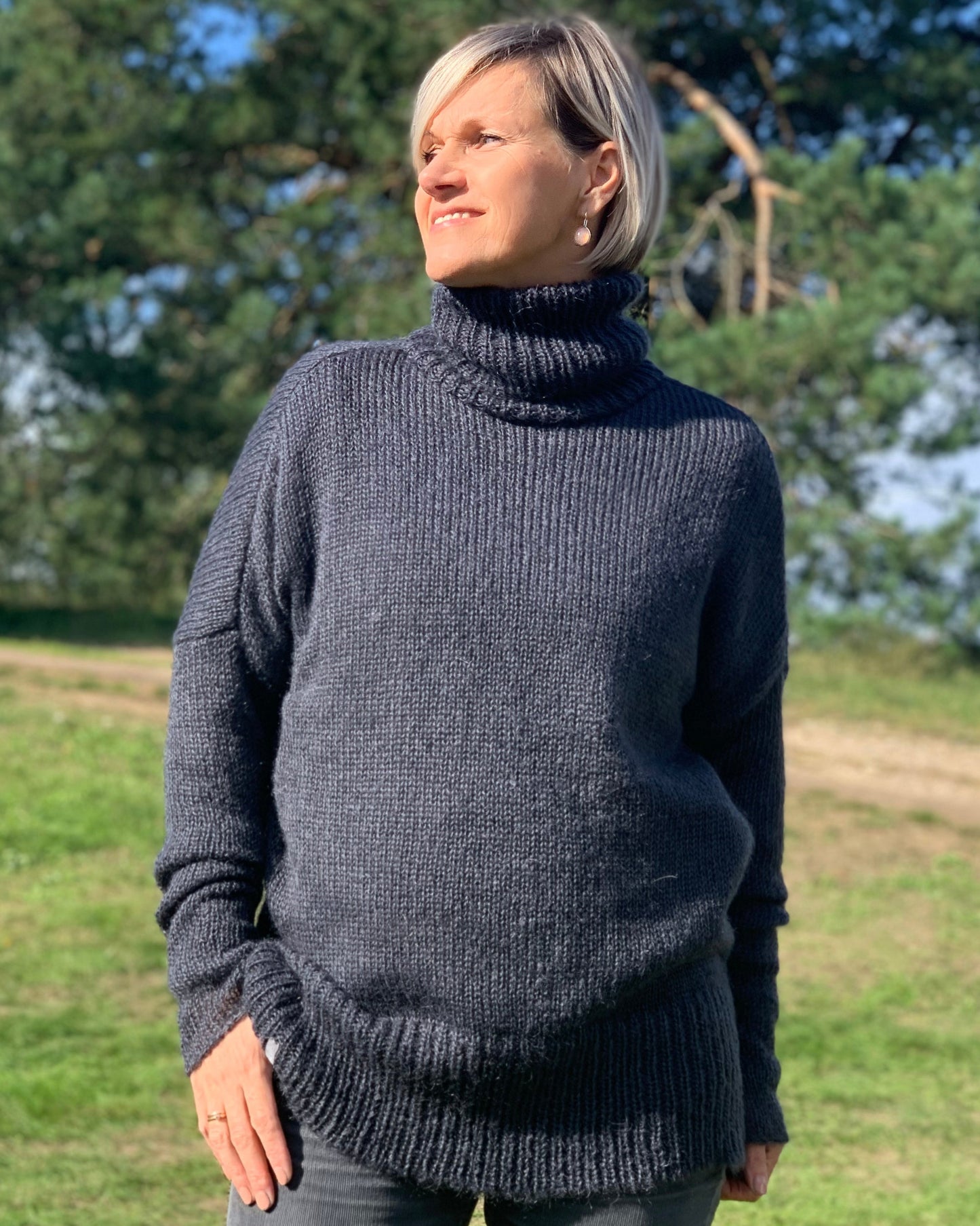 Grey soft knit texture in thick kid mohair & silk
