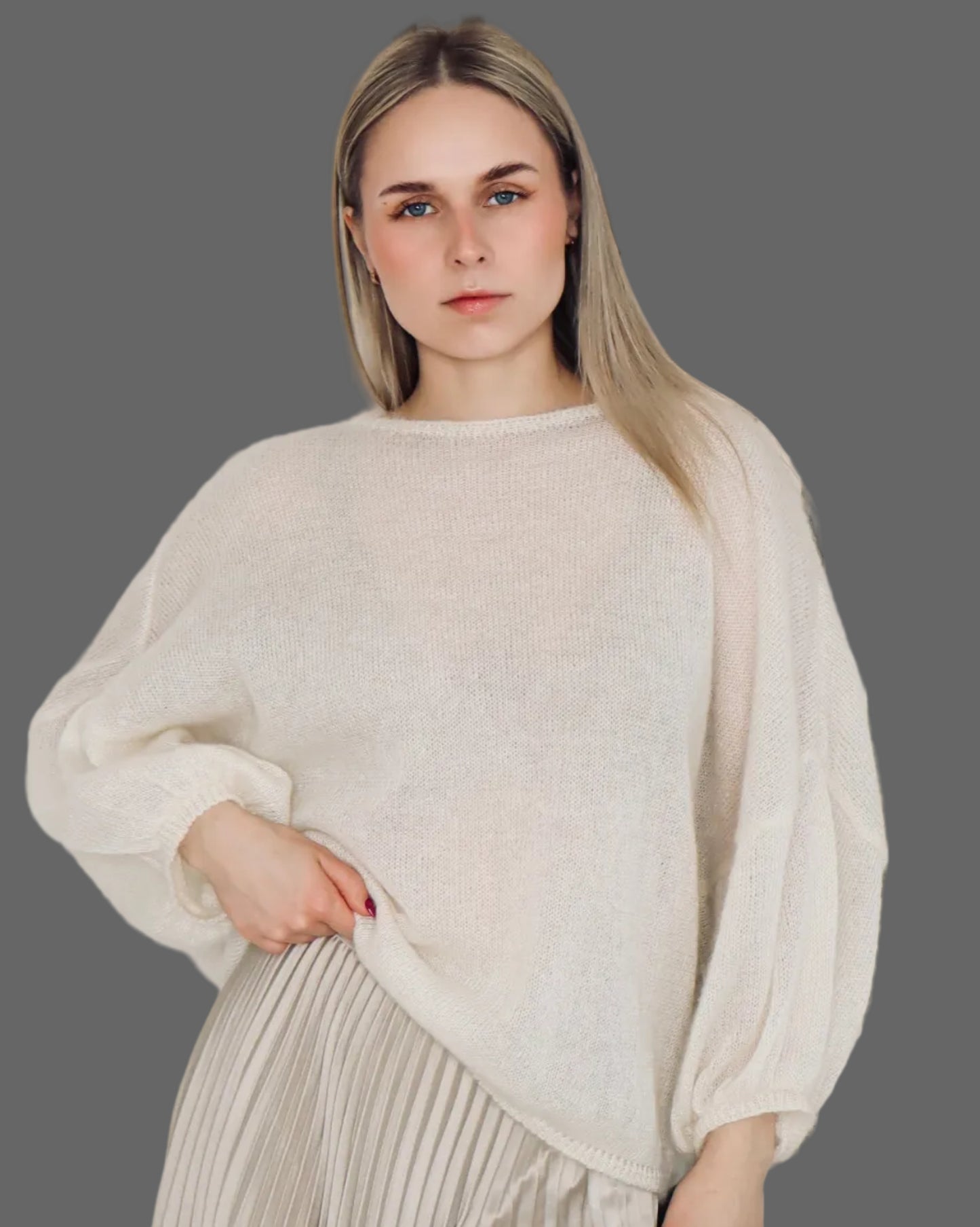 Kid Mohair & Silk Sweater with Full Sleeves