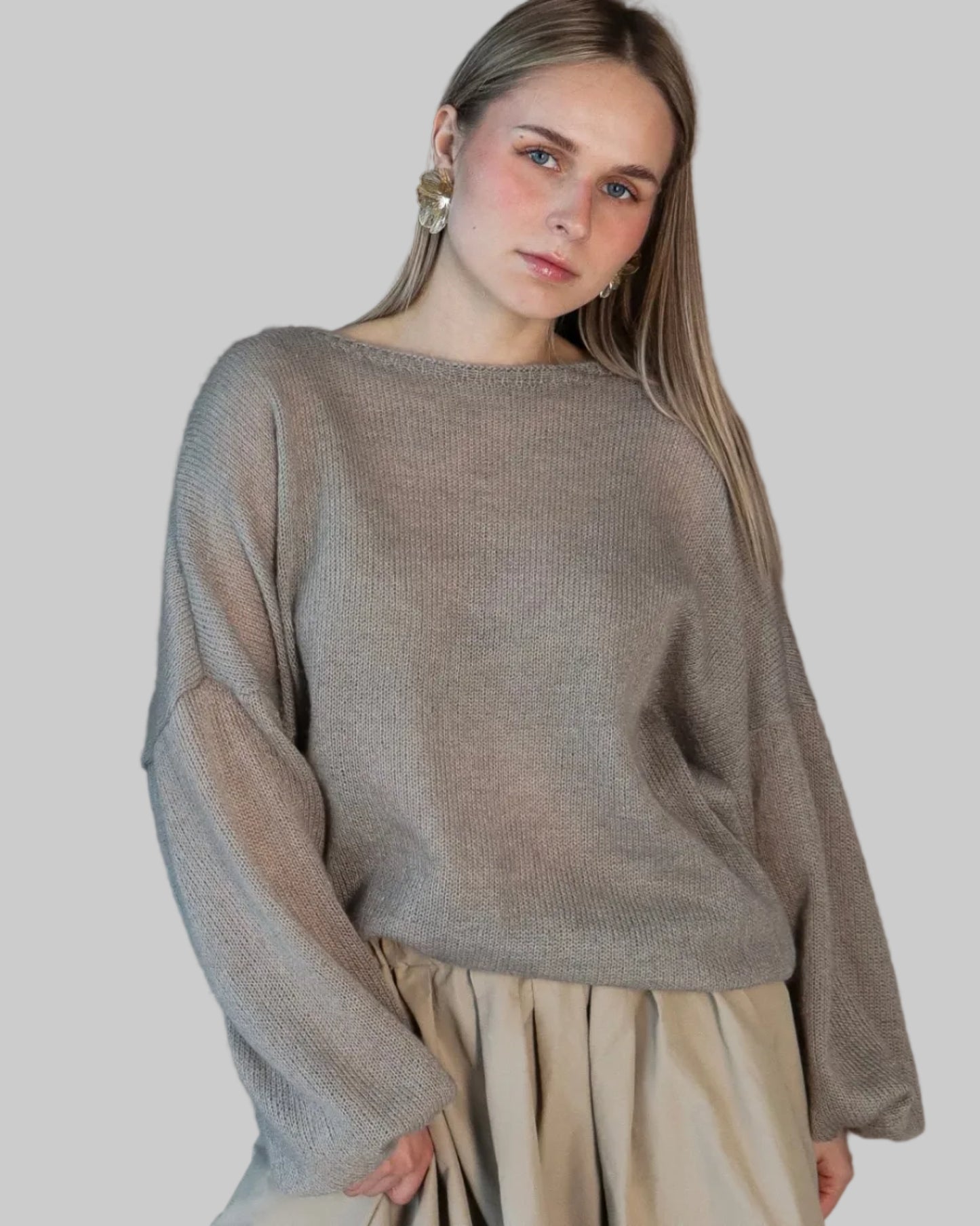 Handmade kid mohair & silk sweater with full sleeves