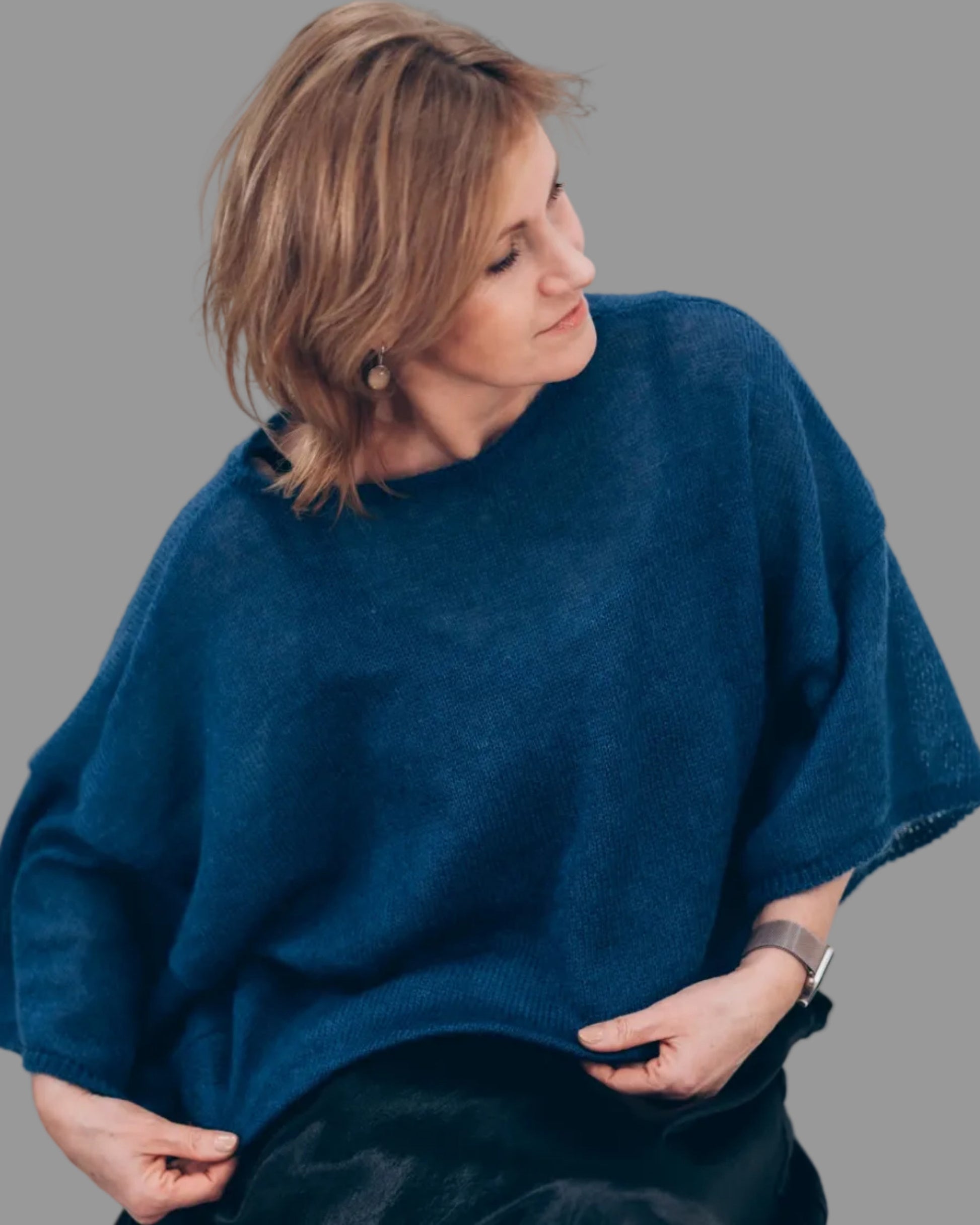 Breathable kid mohair & silk sweater with relaxed fit