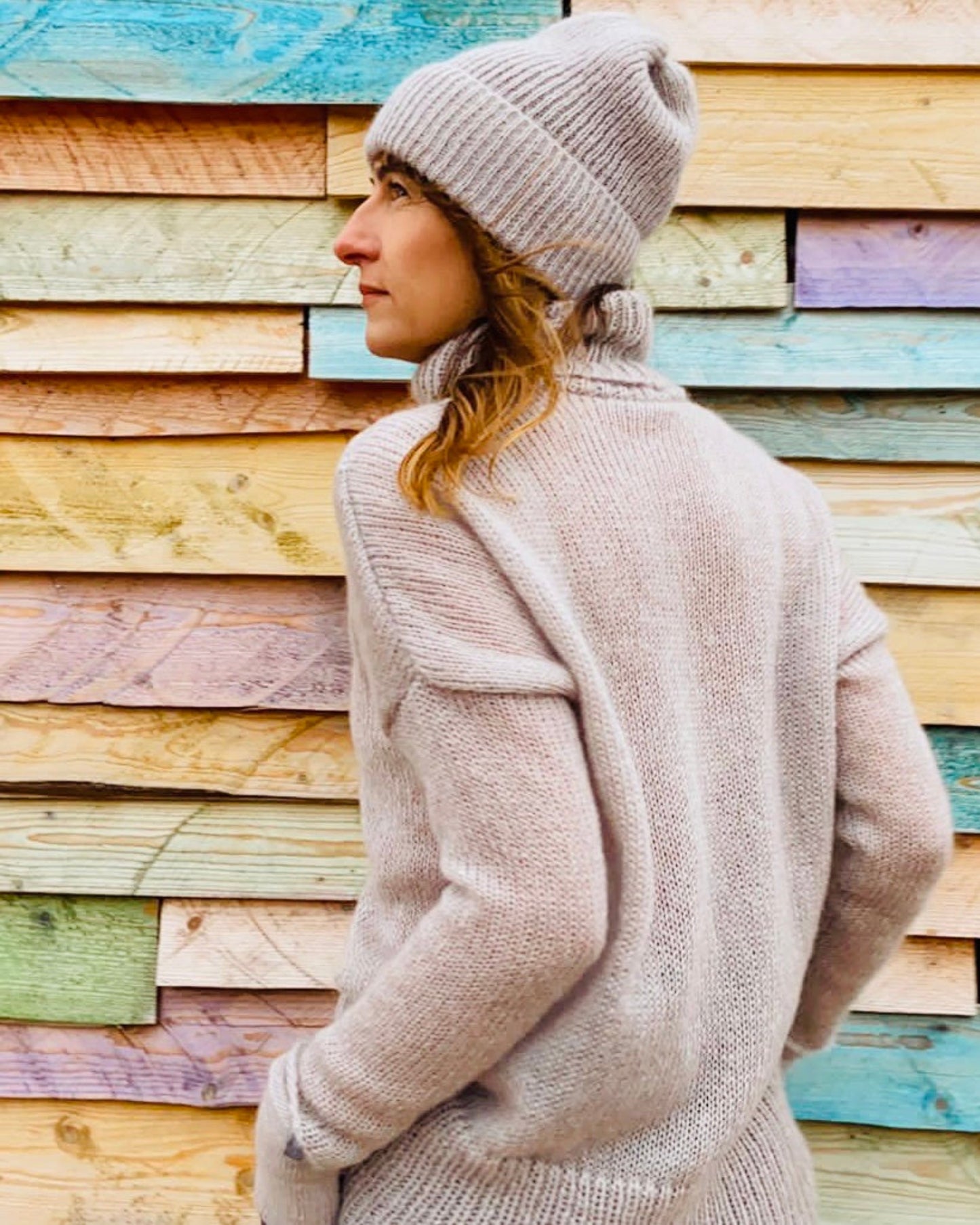 Handmade thick kid mohair & silk turtleneck sweater
