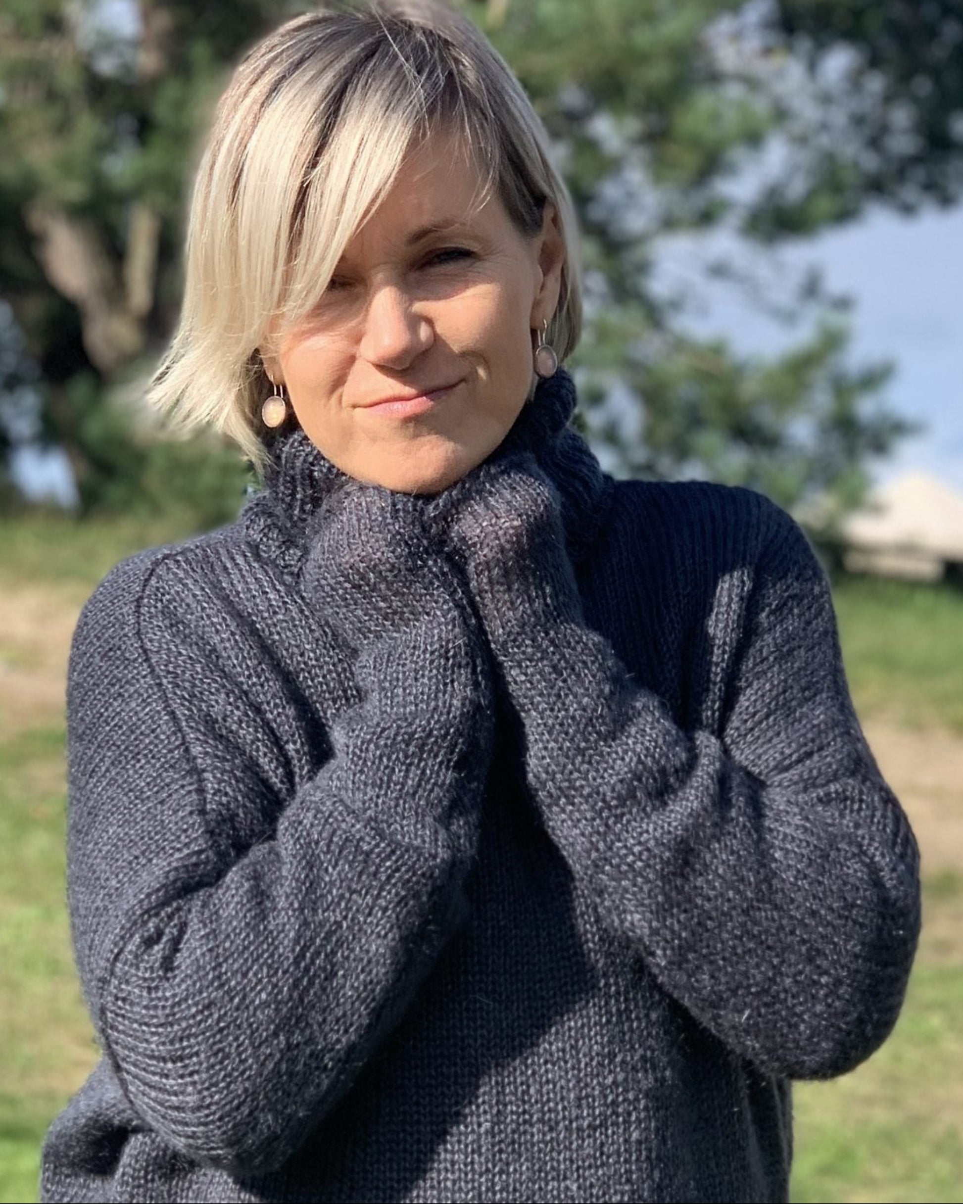 Warm breathable kid mohair & silk sweater with relaxed fit