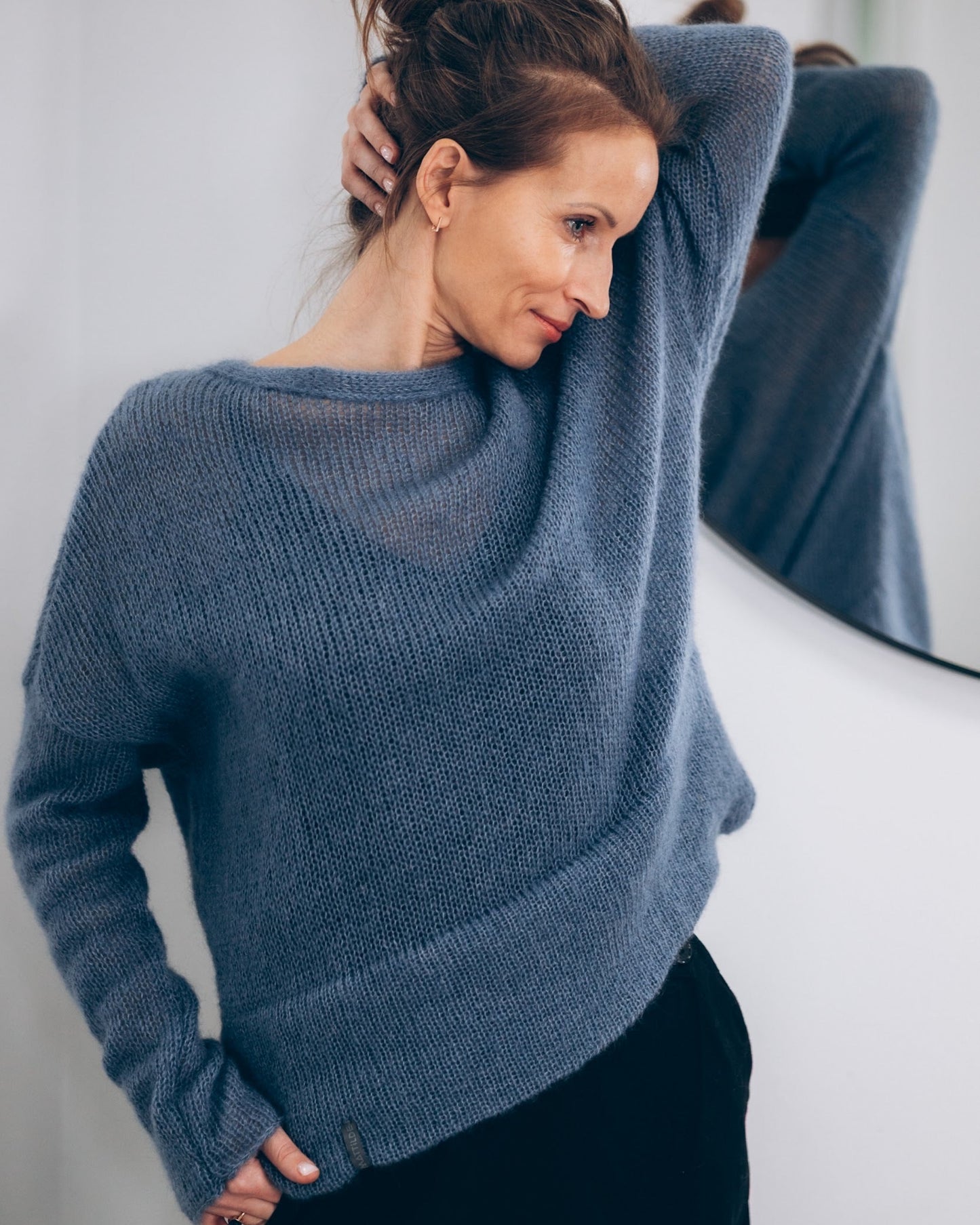 Breathable kid mohair & silk sweater with relaxed fit