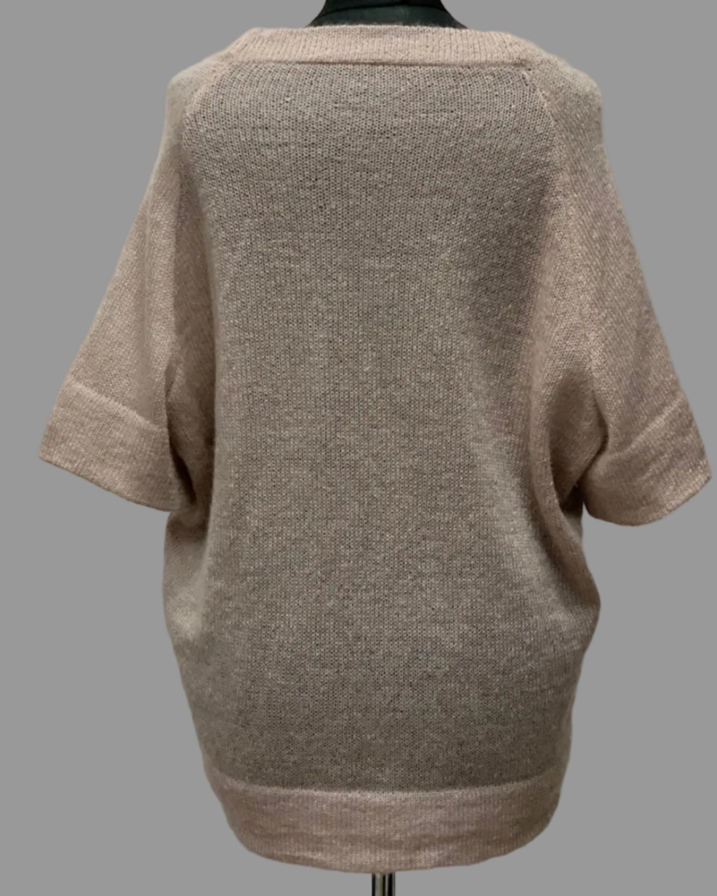 Kid Mohair & Silk Raglan Sweater with 3/4 Sleeves and Double-Hem Finish