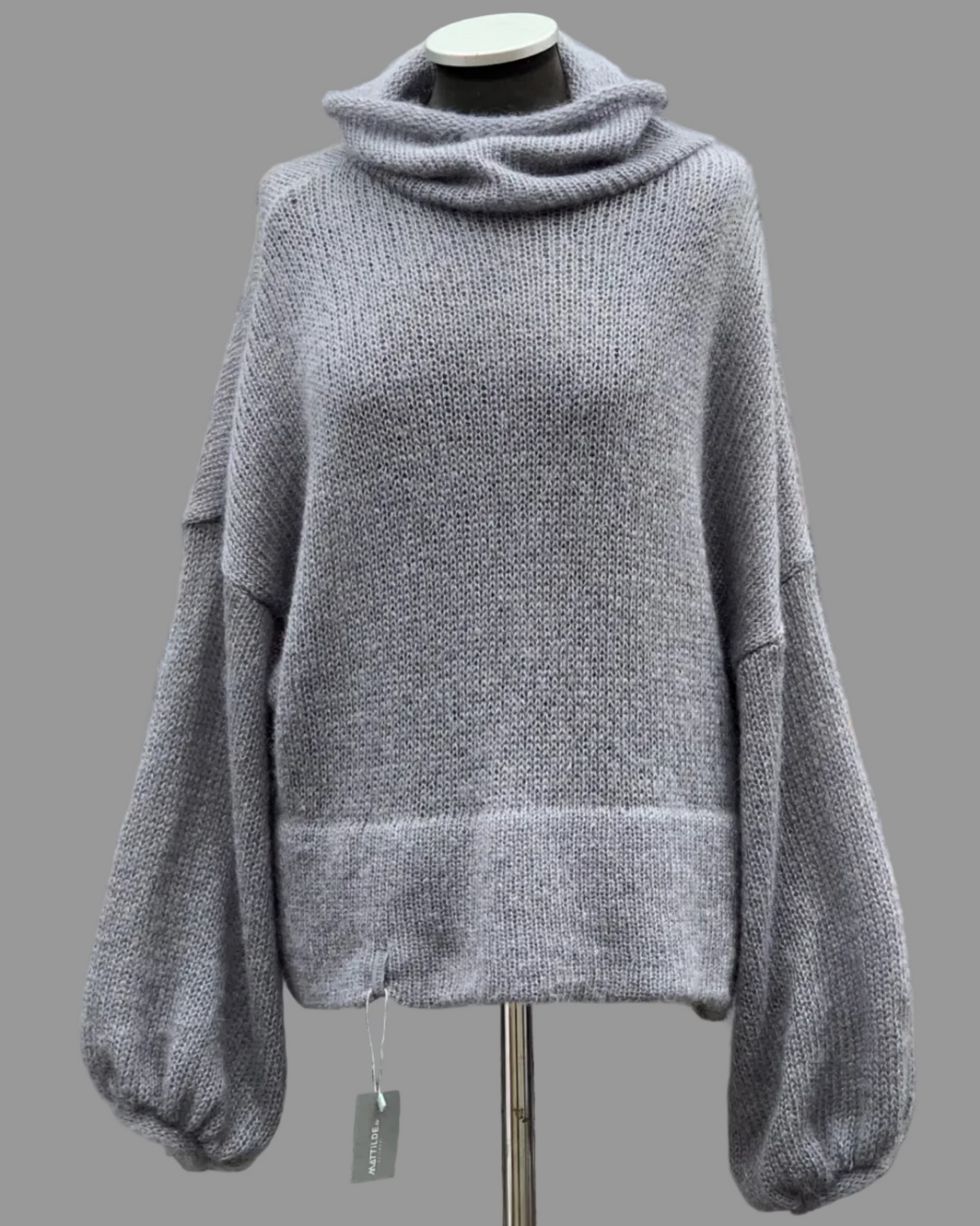 Kid Mohair & Silk Thick Turtleneck Sweater with Full Sleeves