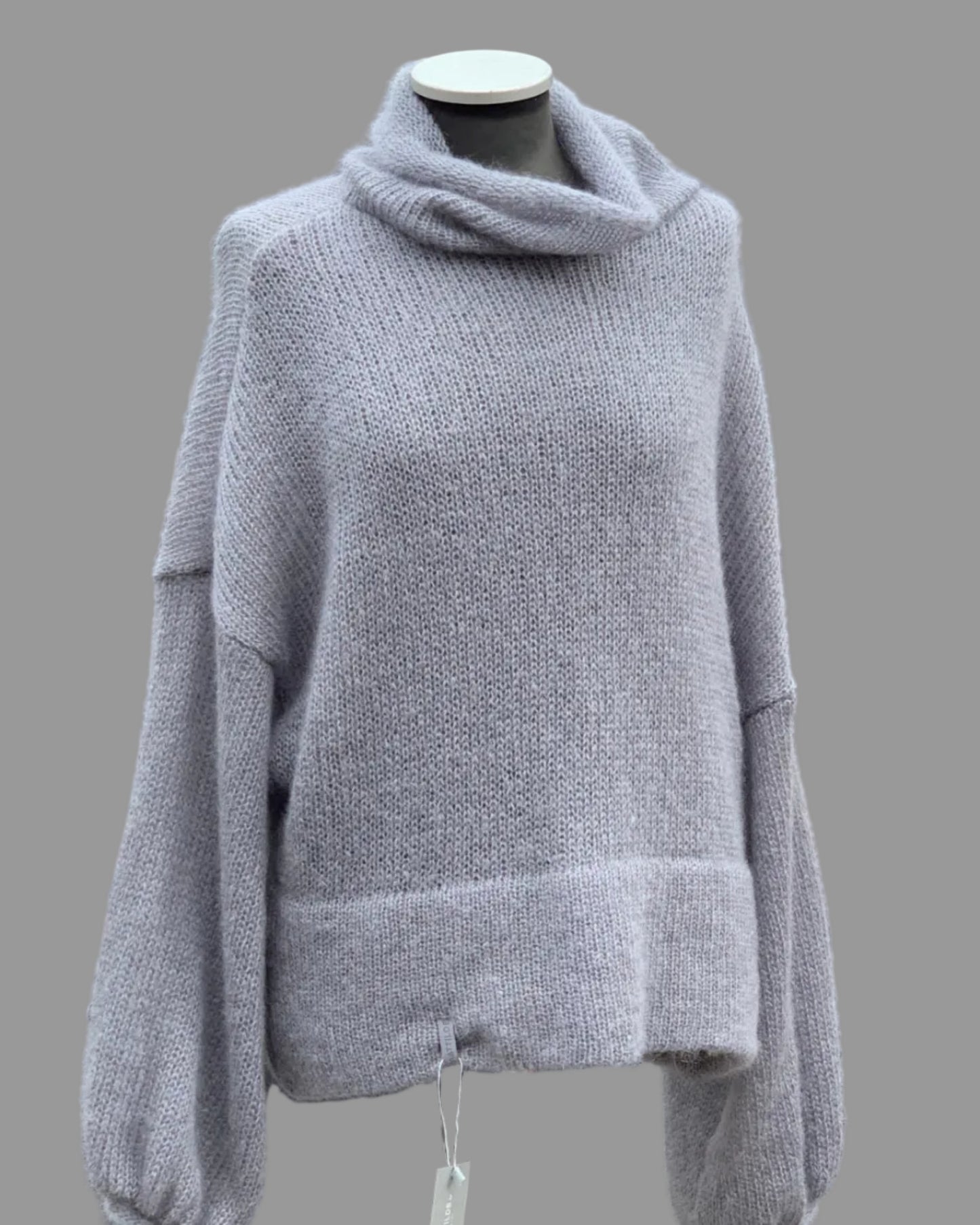 Kid Mohair & Silk Thick Turtleneck Sweater with Full Sleeves