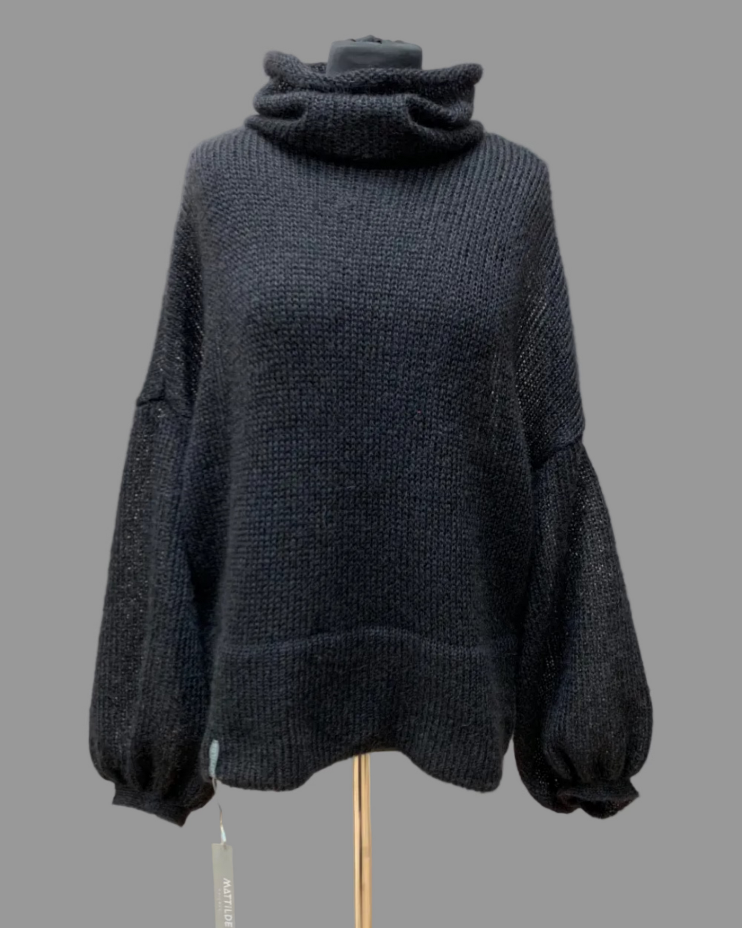 Kid Mohair & Silk Thick Turtleneck Sweater with Full Sleeves