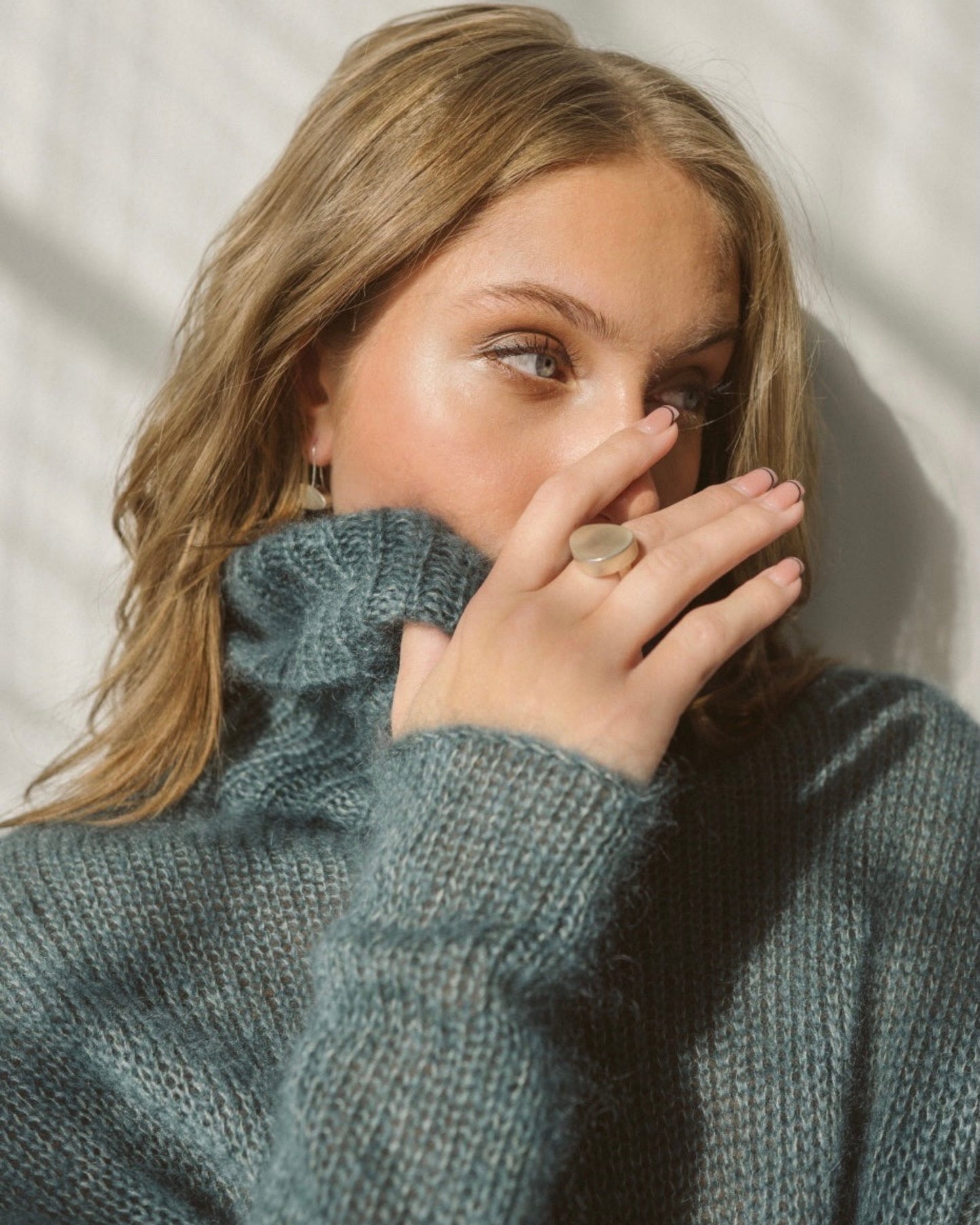 Kid Mohair & Silk Thick Turtleneck Sweater with Wide Double-Hem Finish