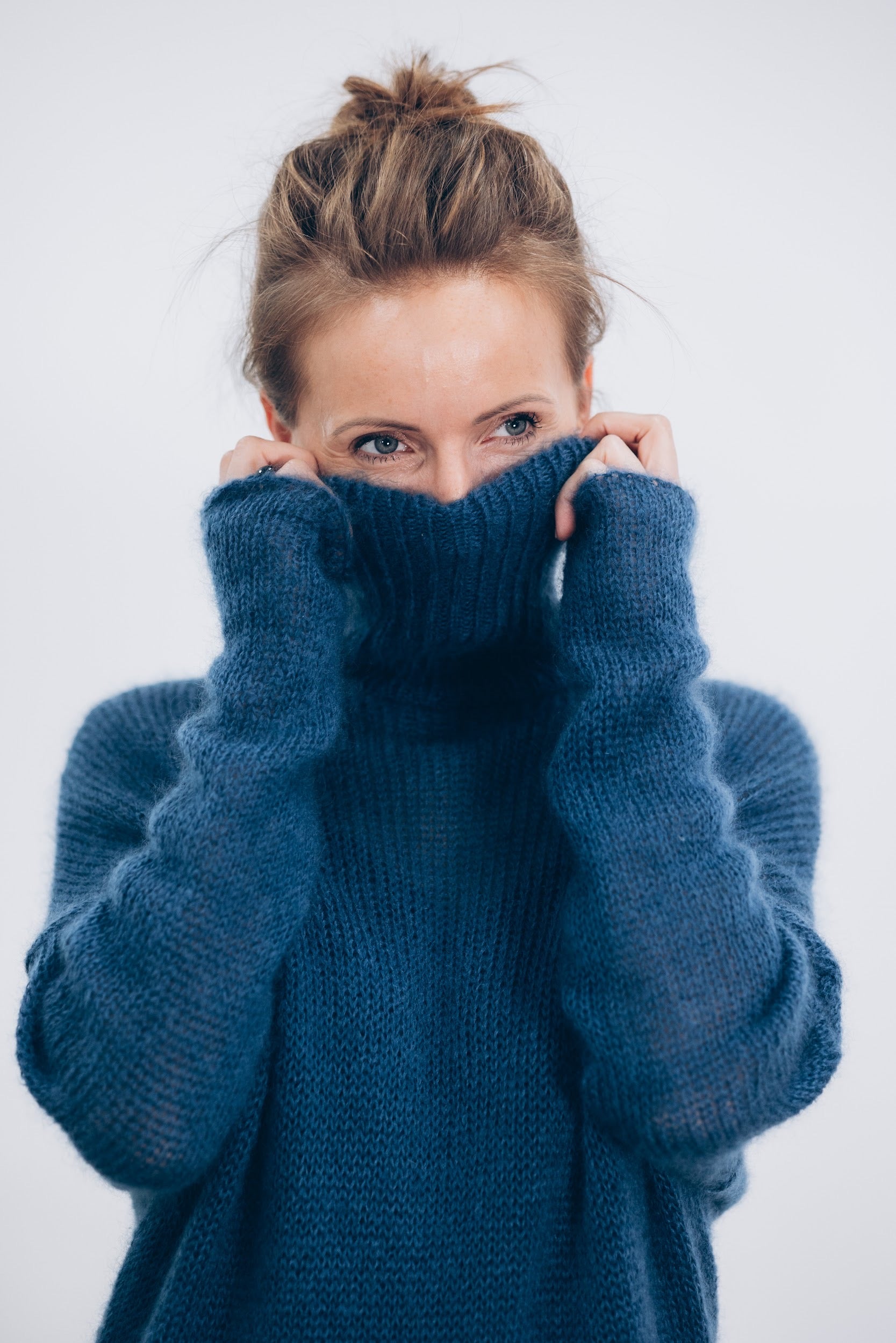 Warm breathable kid mohair & silk sweater with relaxed fit
