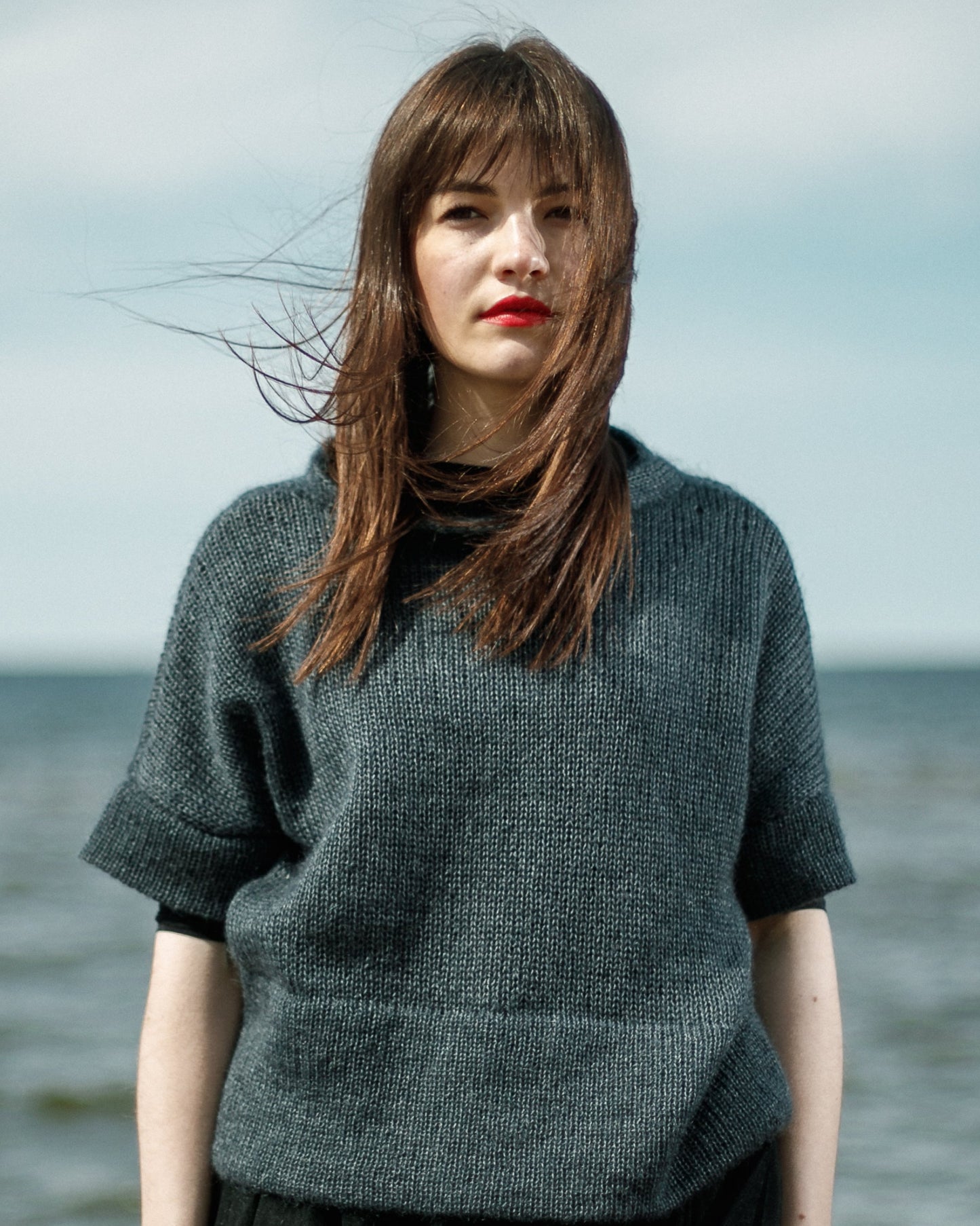 Breathable kid mohair & silk sweater with relaxed fit
