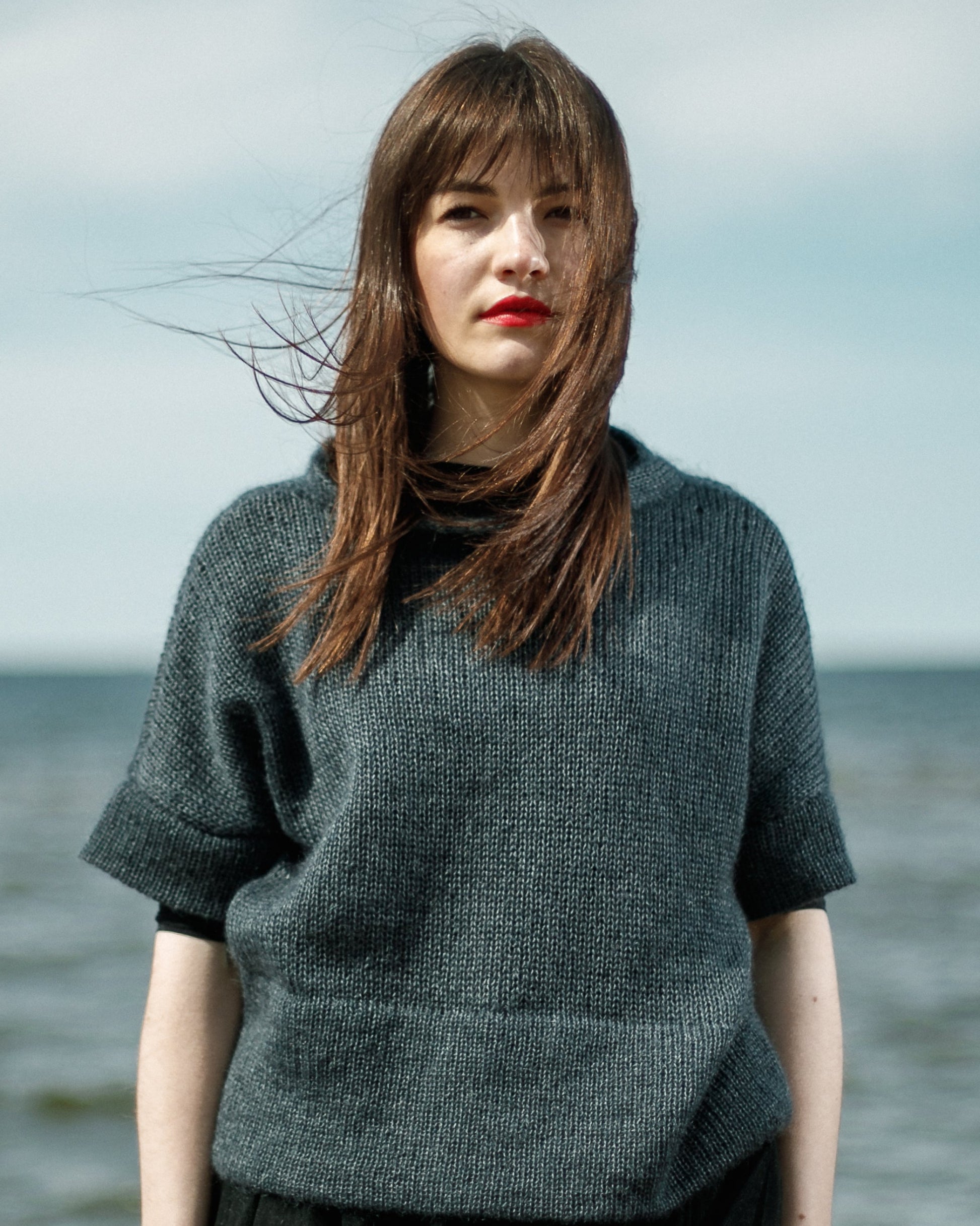 Breathable kid mohair & silk sweater with relaxed fit
