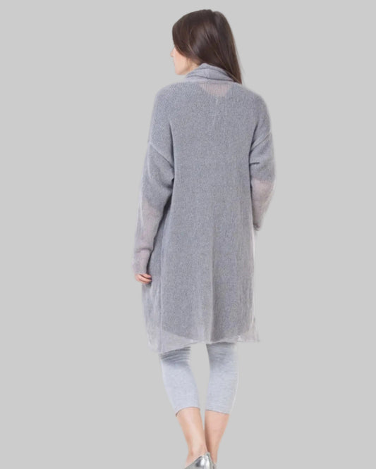 Grey soft warm kid mohair & silk cardigan with pockets