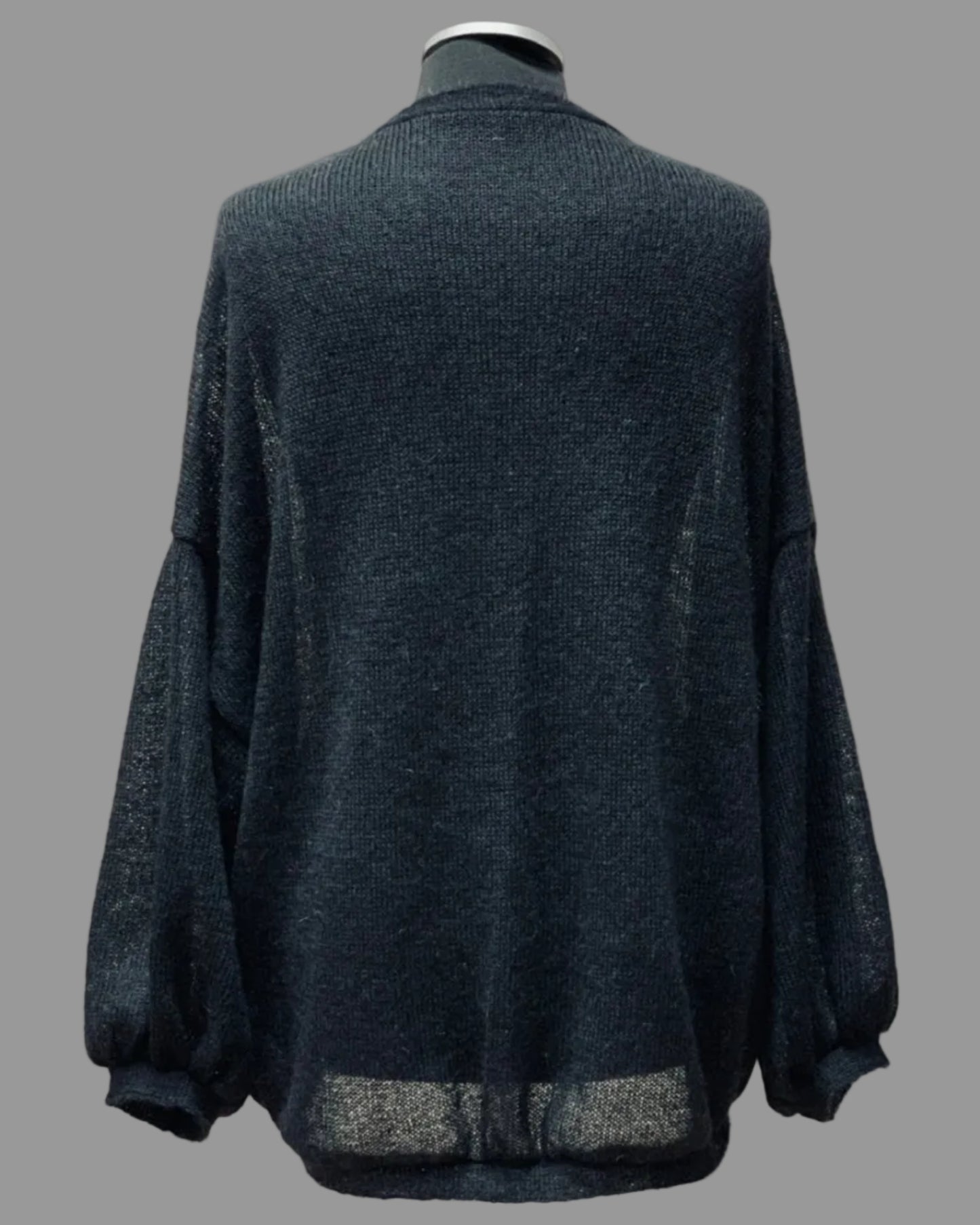 Kid Mohair & Silk Cardigan with Full Sleeves and Mettalic Snap Buttons