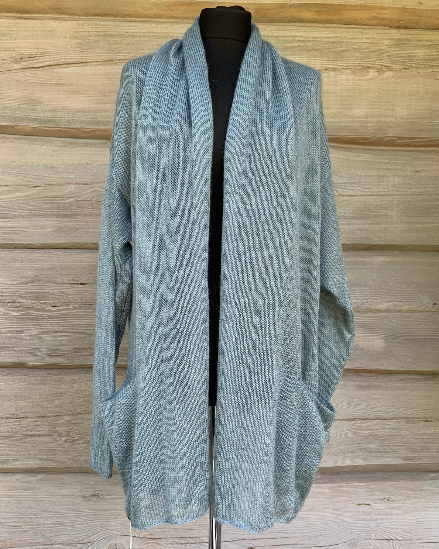 Kid Mohair & Silk Long Cardigan with Pockets