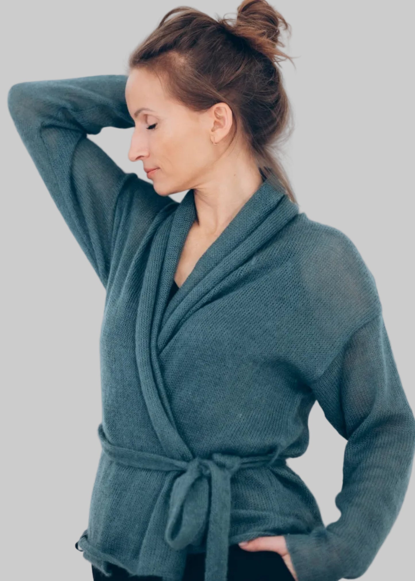 Kid Mohair & Silk Short Cardigan with Belt