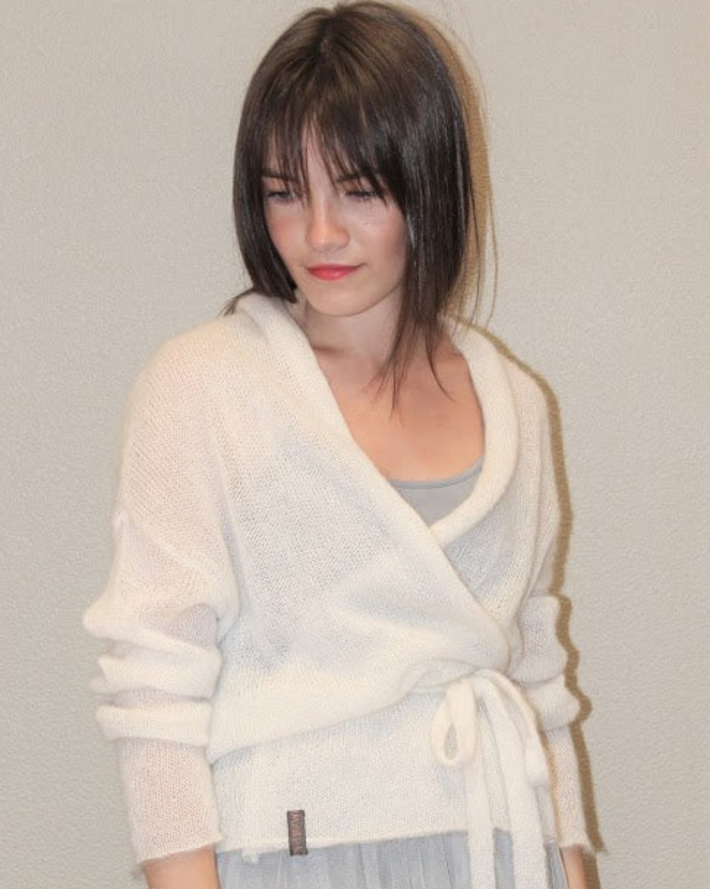 Kid Mohair & Silk Short Cardigan with Belt