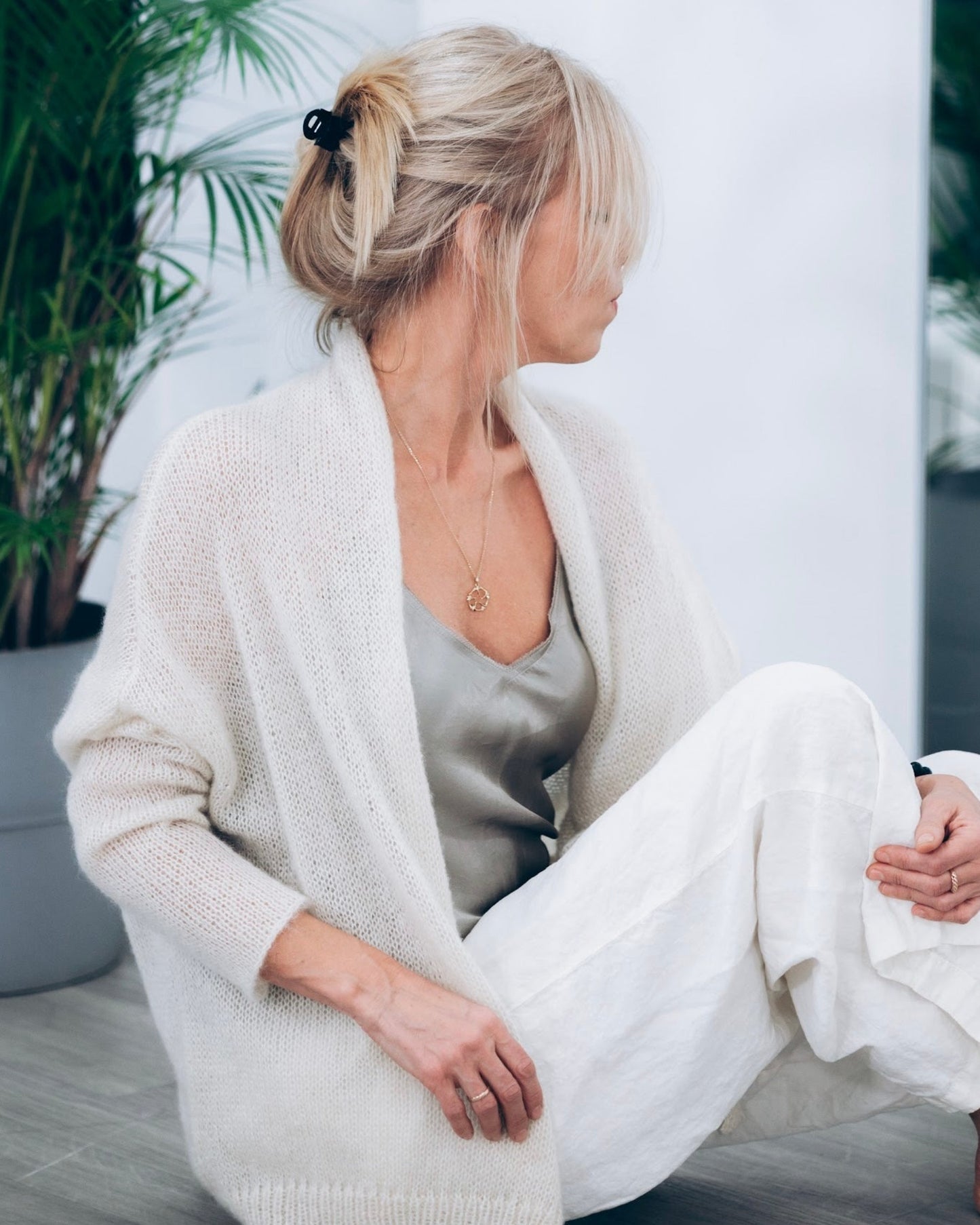 Kid Mohair & Silk Double-strand Short Cardigan