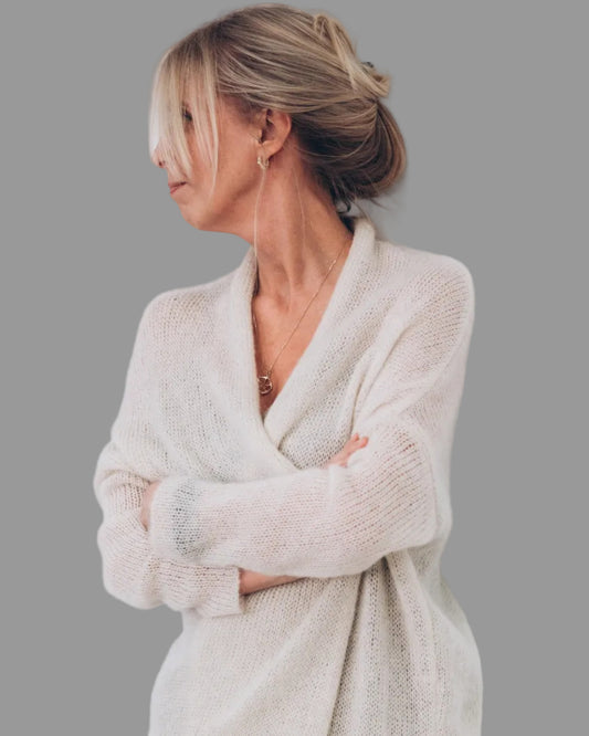 Handmade double-strand kid mohair & silk short cardigan